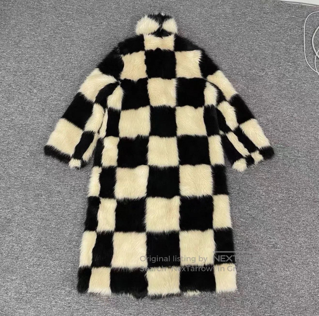 STAND STUDIO Stand Studio Checkered Eco Fur Coat. Size M / US 6-8 / IT 42-44 - 2 Thumbnail