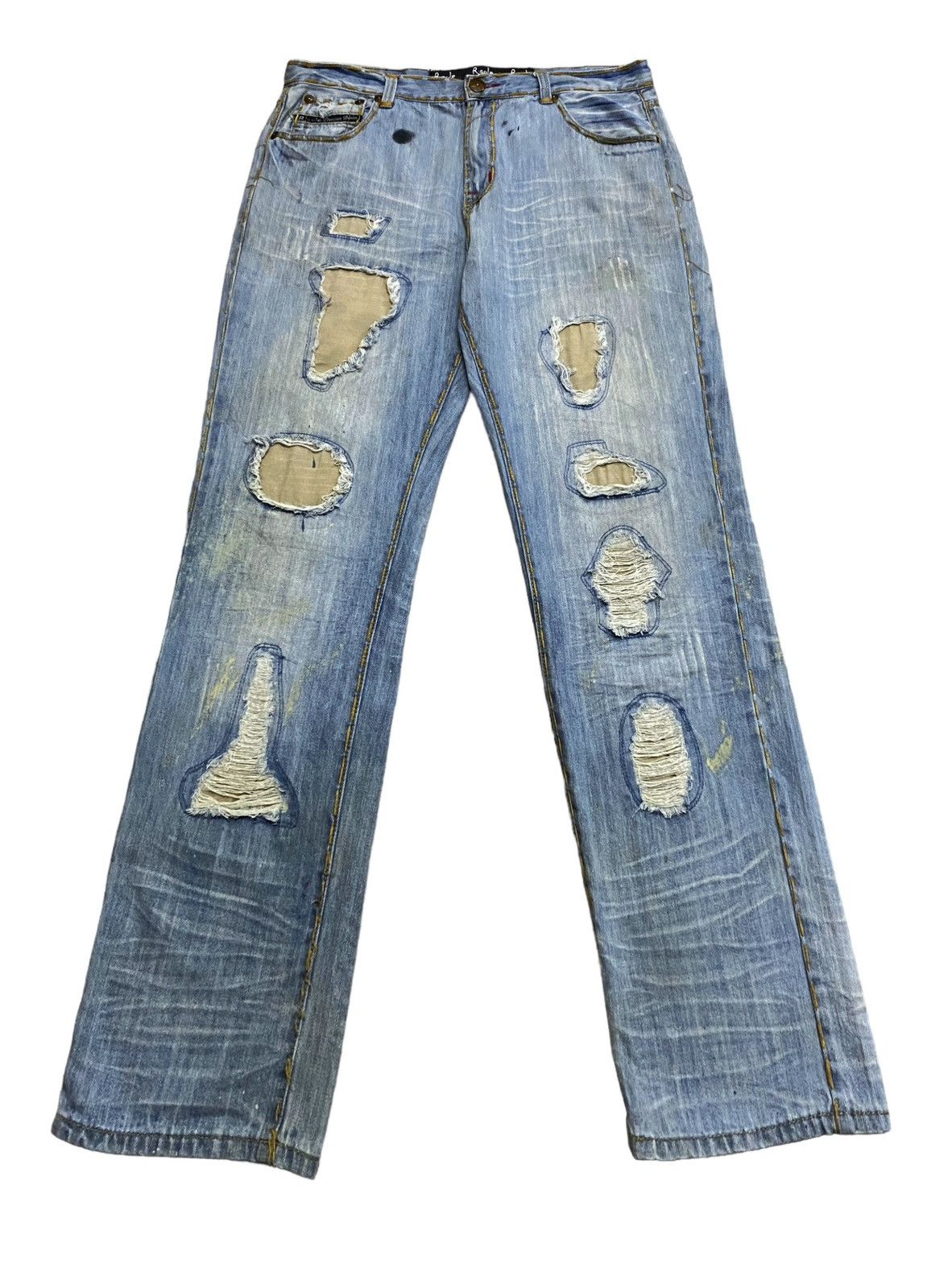 If Six Was Nine × Japanese Brand Rare Design Vintage Brand R.Sole Ripped Baggy Jeans 2000s Size US 37 - 1 Thumbnail
