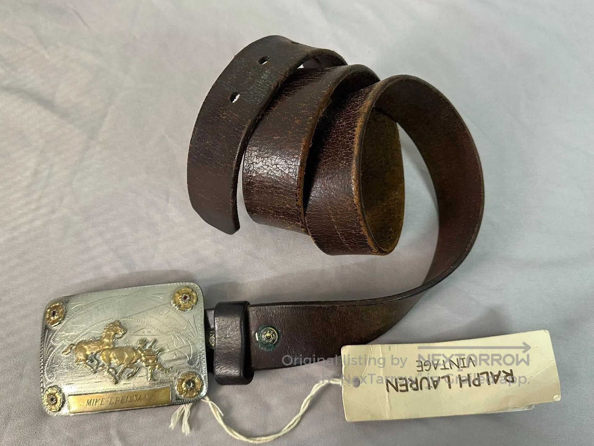 RRL Ralph Lauren RRL RL Vintage Western Silver Buckle Belt. Size ONE SIZE - 2 Thumbnail