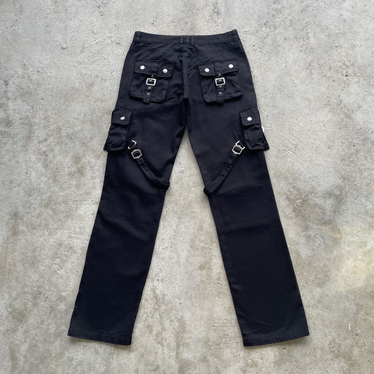 If Six Was Nine Japanese Brand Black BONDAGE Cargo Pants Double Knee W30 Size US 30 / EU 46 - 2 Thumbnail