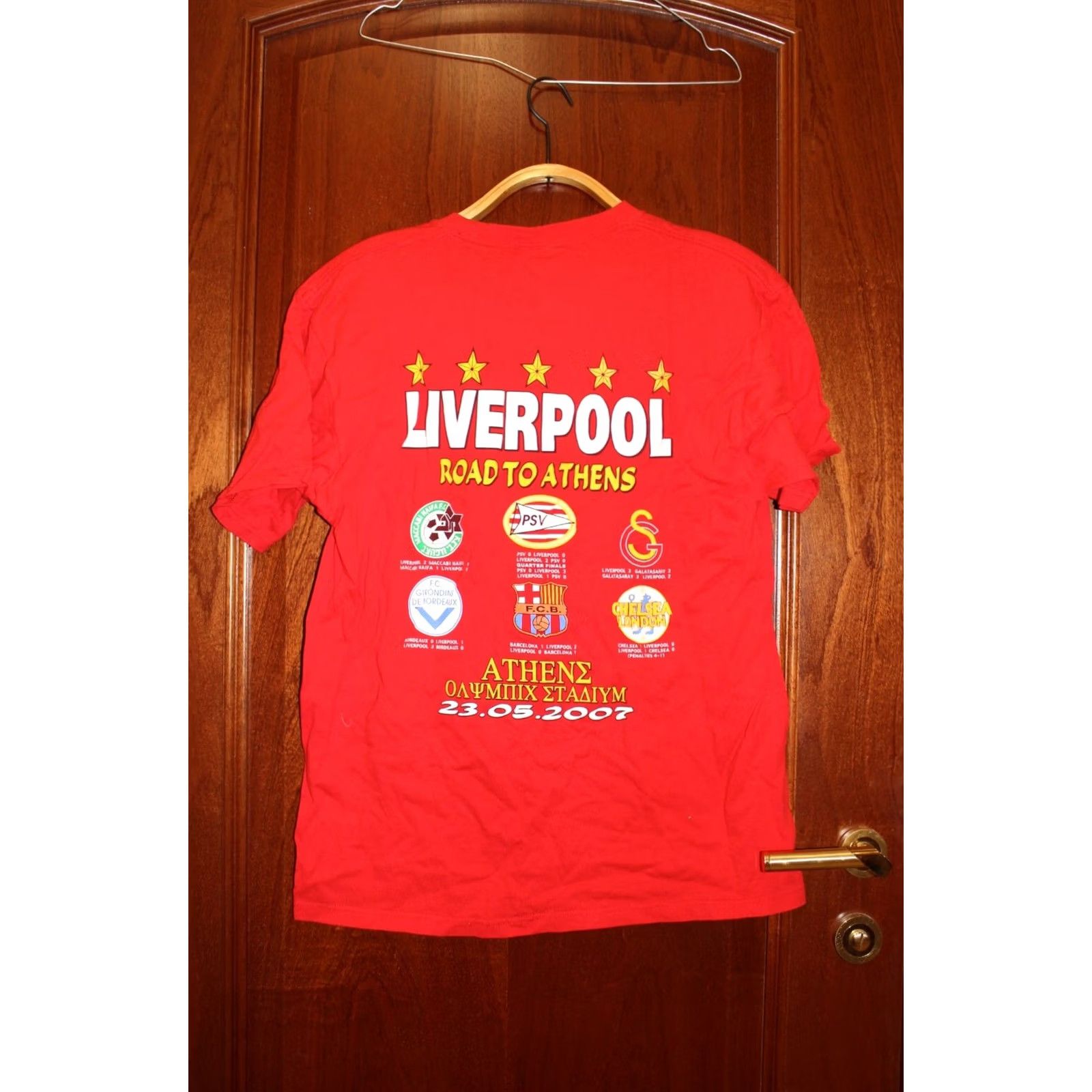 Fruit Of The Loom VINTAGE 2007 Athens Liverpool The Final Red Tee-shirt Shirt Unisex Adults L Red Football Mens/Womens Size US L / EU 52-54 / 3 - 4 Thumbnail