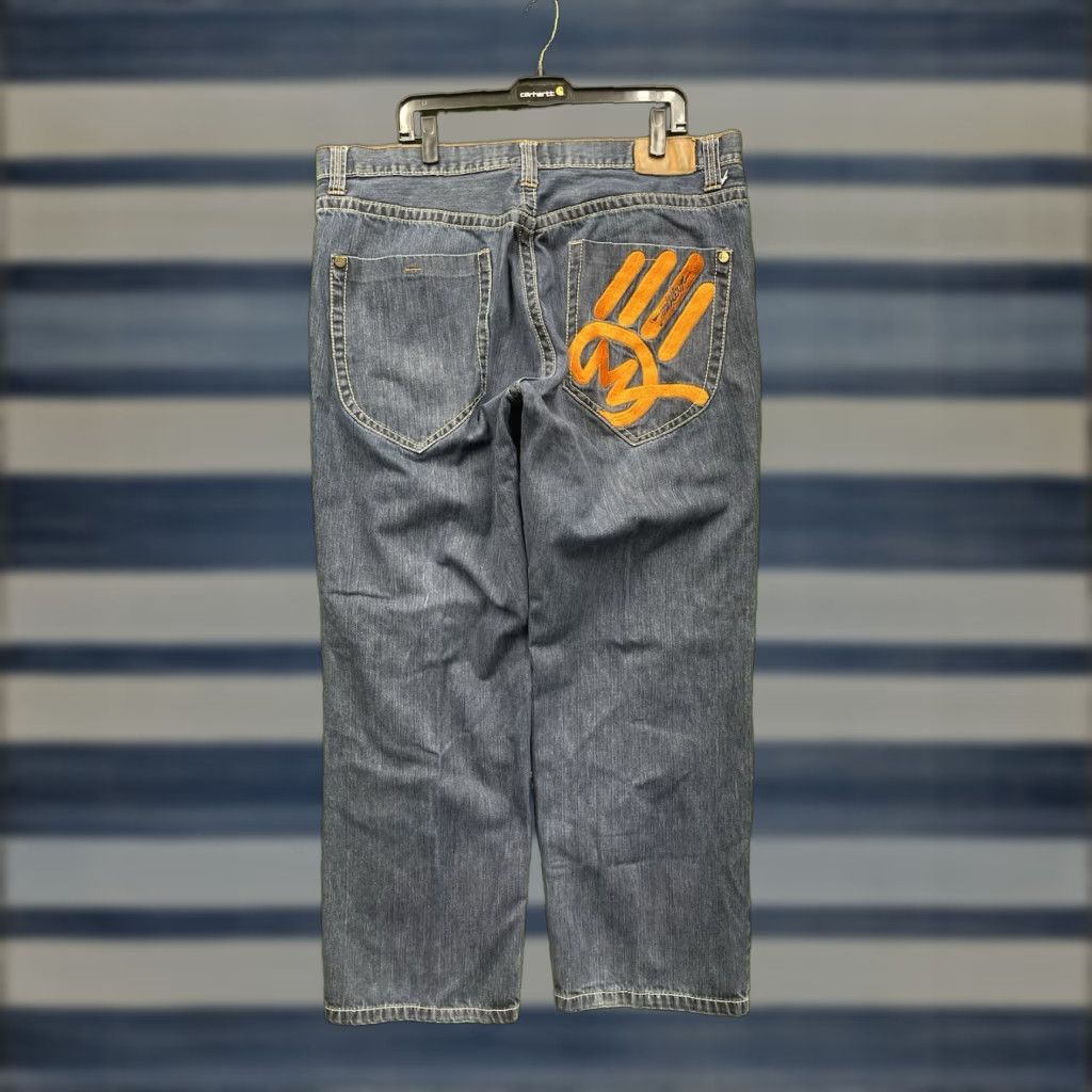 Vintage VINTAGE Miskeen Jeans Mens 42x32 Baggy Leg Black Pocket Art 90s 5-Pocket Denim Blue 90s Miskeen Originals Mens Jeans Style: Wide-Leg Size US 42 / EU 58 - 1 Thumbnail