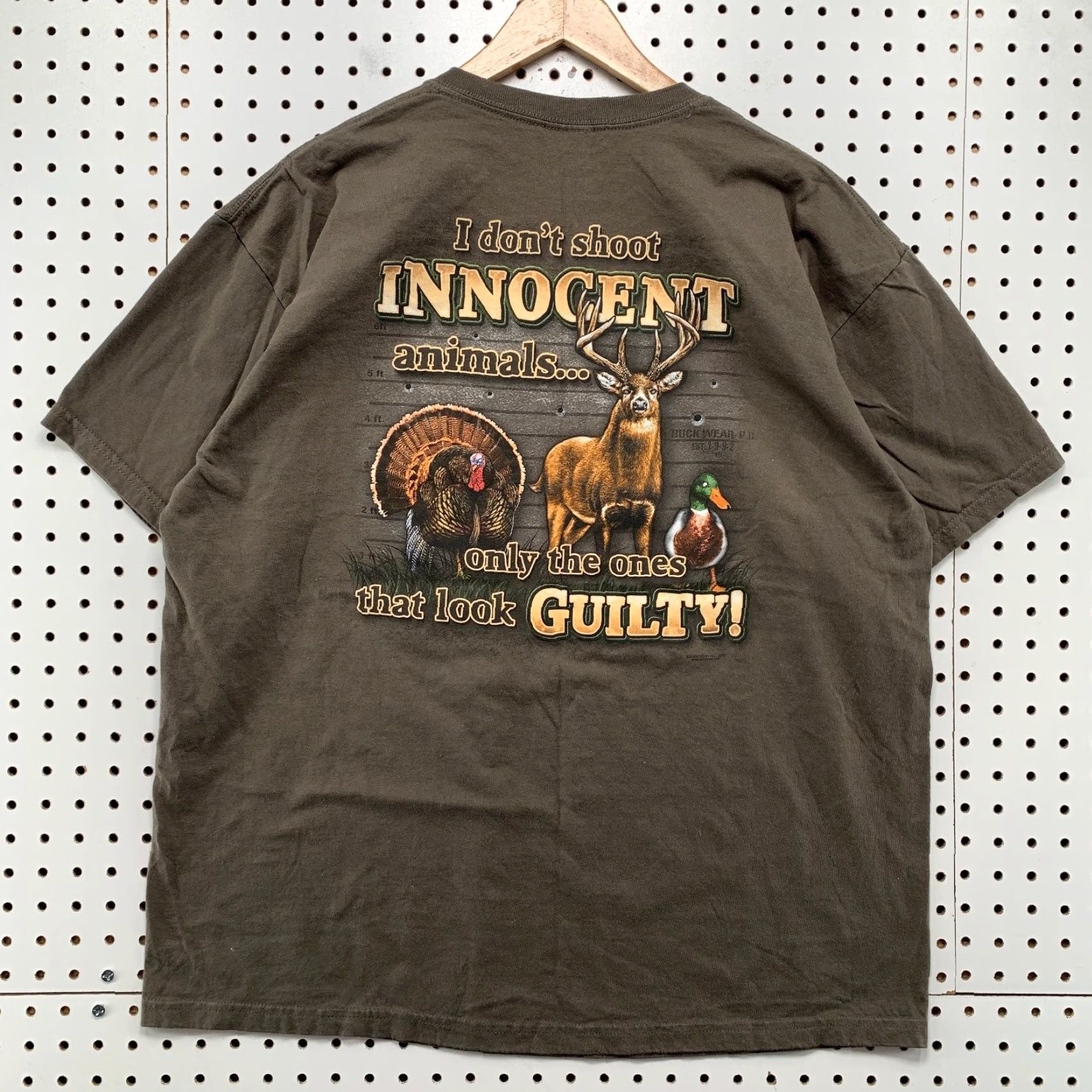 Gildan VINTAGE Gildan T-Shirt Mens XL Brown Funny Buck Wear Deer Hunt Outdoor Nature Turkey Animals Shirt Size US XL / EU 56 / 4 - 5 Thumbnail