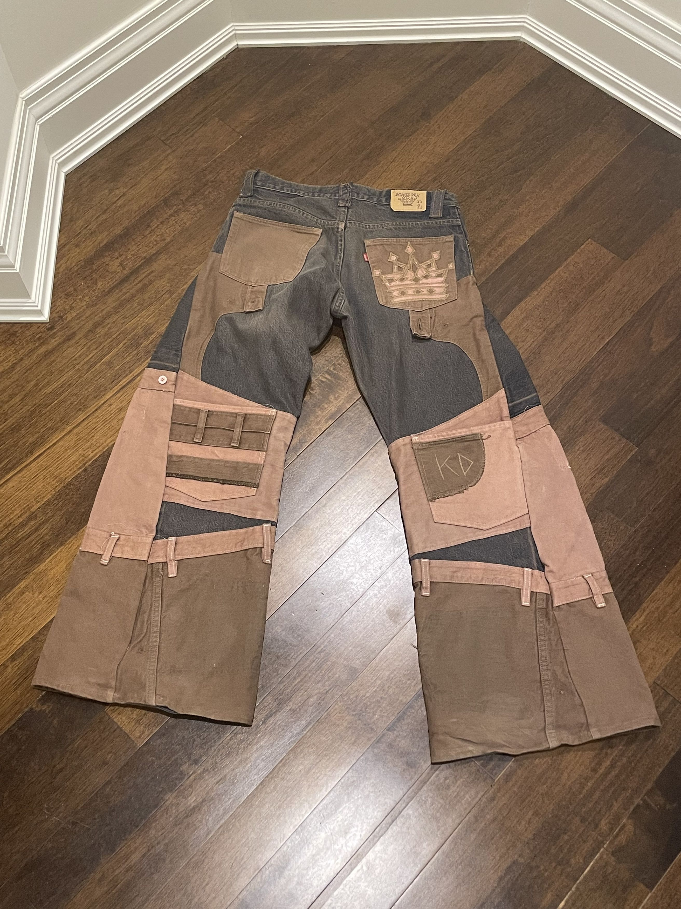 Levi's × Levi's Vintage Clothing × Vintage 1 of 1 Custom Bull Legged Patchwork Jeans Size US 31 - 3 Thumbnail