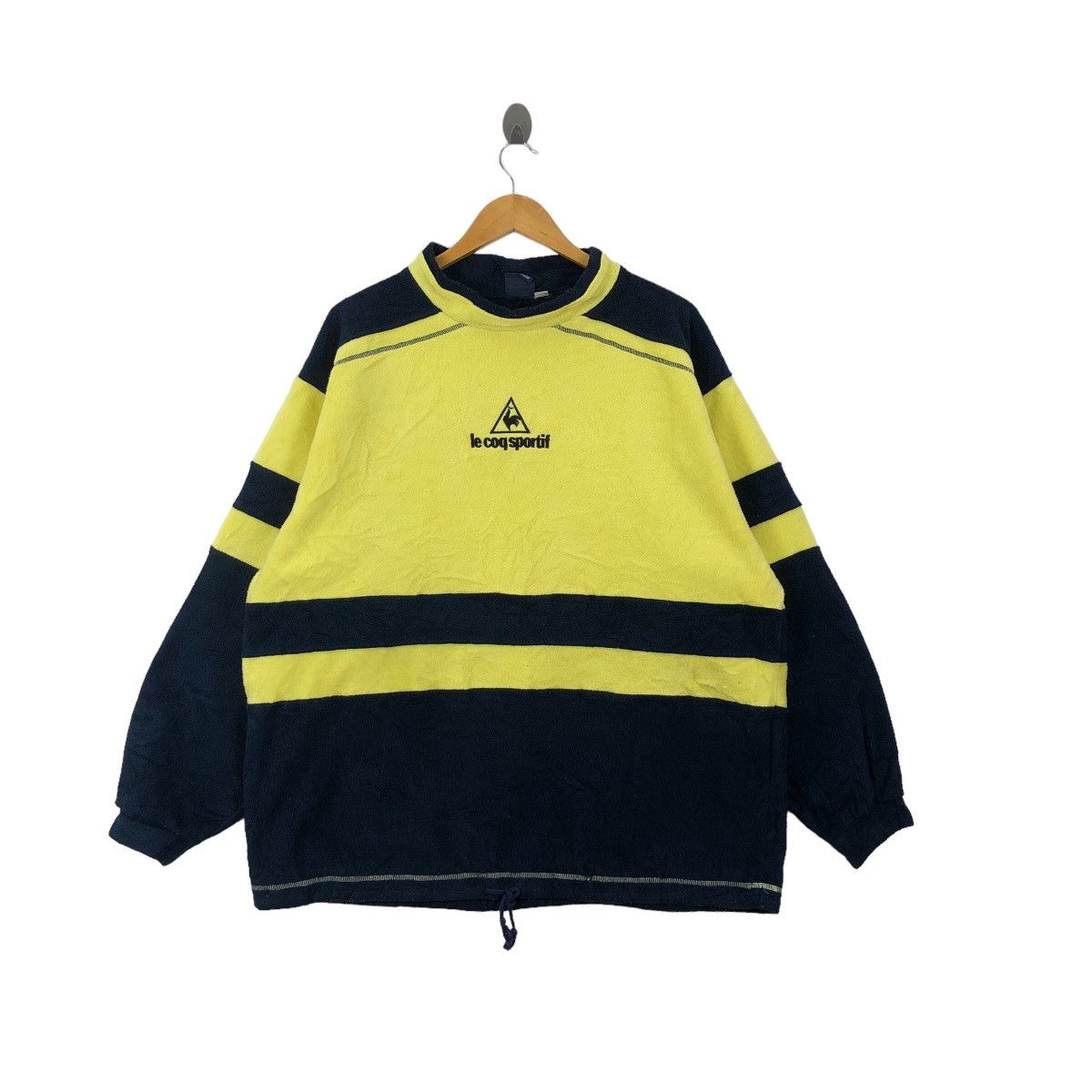 image of Vintage 90's Le Coq Sportif Fleece Two Tones Streetwear in Black/Yellow, Men's (Size 2XL)