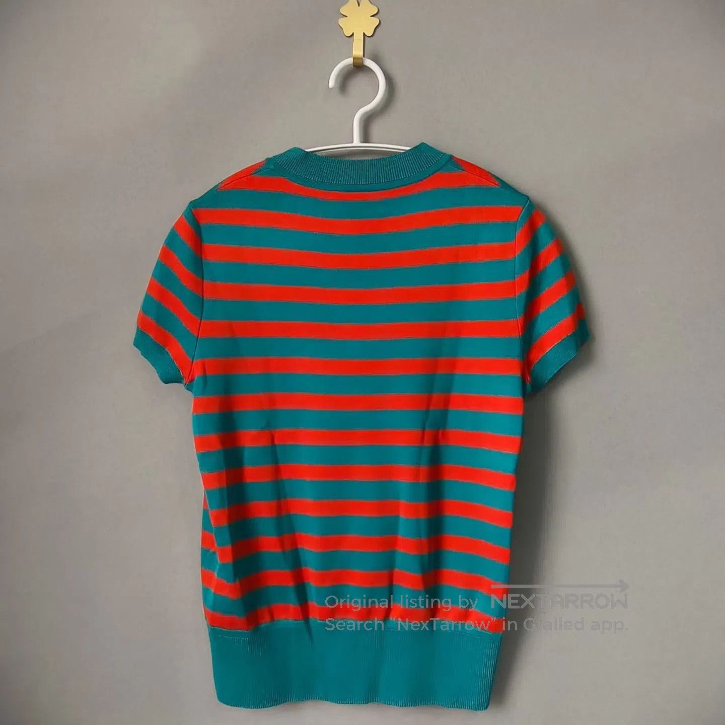 Hermes Hermes Orange Stripe Silk Panel Short Sleeve T-Shirt| Size XXS / US 00 / IT 34 - 2 Thumbnail