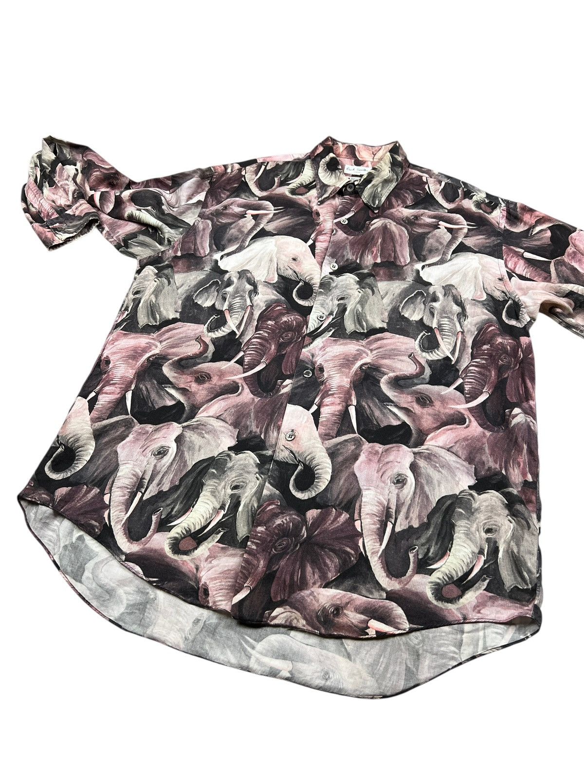 Paul Smith × Vintage 90s Paul Smith Elephant Motif Button Up Shirt Size US L / EU 52-54 / 3 - 7 Thumbnail