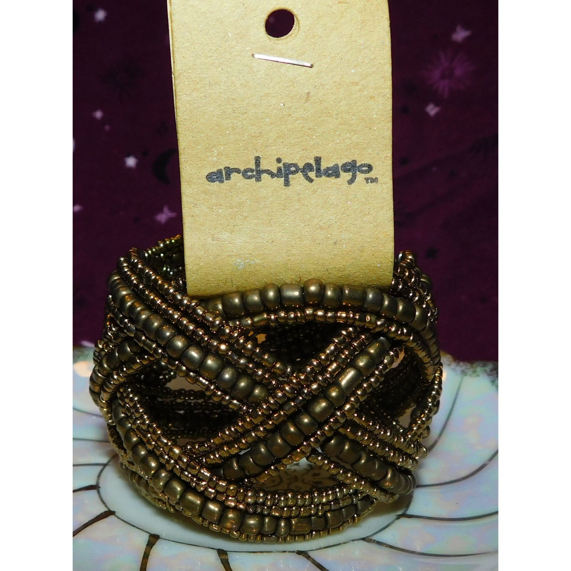 Other Archipelago Handmade Gold Beaded Cuff Bracelet Size ONE SIZE - 4 Thumbnail