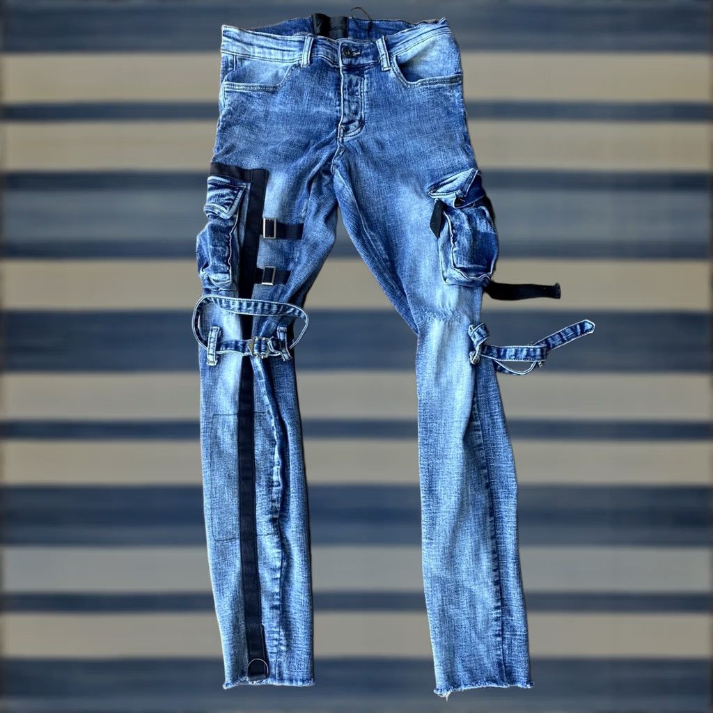 Denime VINTAGE VALABASAS Jeans Distressed Punk Blue Cargo Skinny Denim Jeans Size 29 Size US 29 - 1 Thumbnail