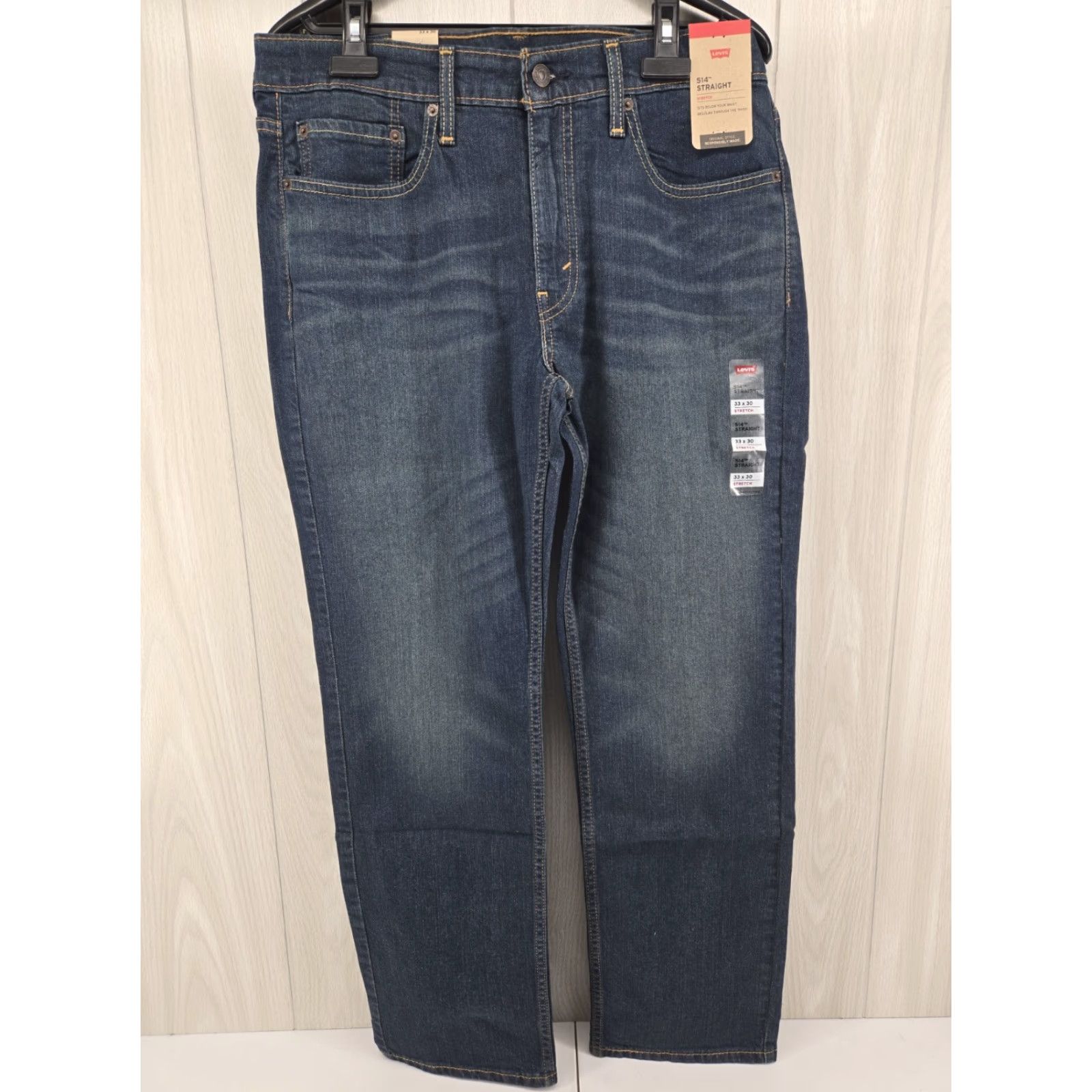 Levi's VINTAGE Levis 514 Jeans Men’s 33x30 Relaxed Straight Denim Dark Wash 98% Cotton Size US 33 - 2 Thumbnail
