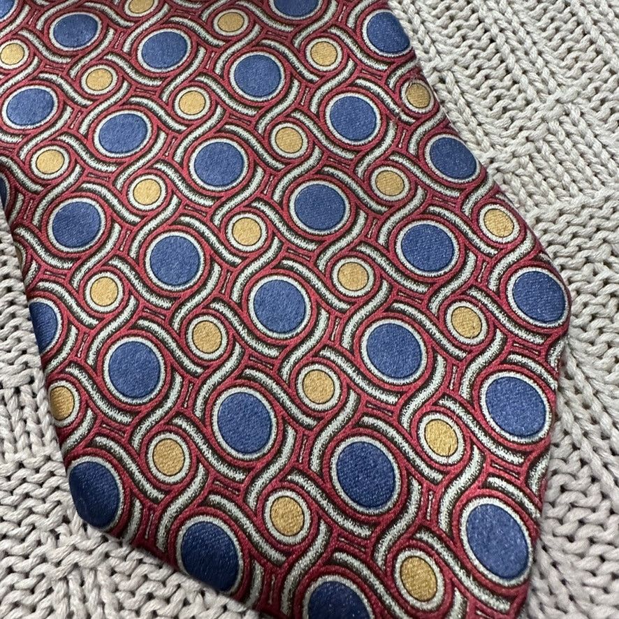 Oleg Cassini Vintage Oleg Cassini metallic blue yellow circle silk tie Size ONE SIZE - 2 Thumbnail