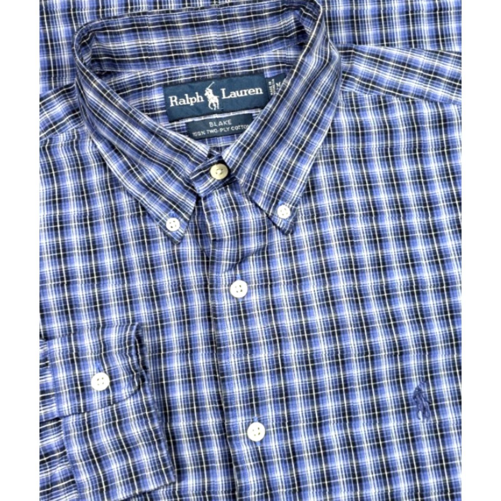 Polo Ralph Lauren VTG Polo Ralph Lauren Long Sleeve Twill Button Up Plaid Blue Shirt Mens M Blake Size US M / EU 48-50 / 2 - 2 Thumbnail