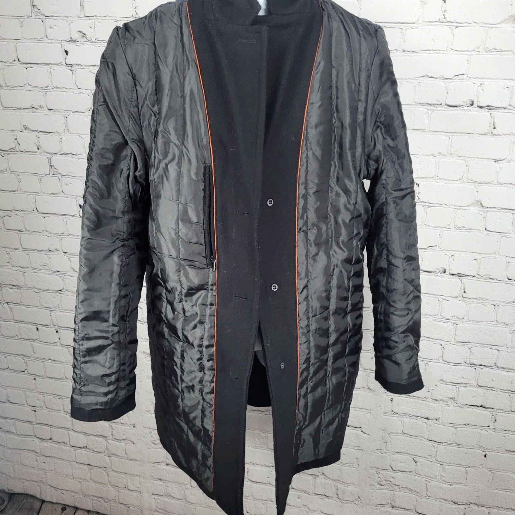 Dockers DOCKERS Black Wool Blend Buttoned Insulated Quilted Liner Over Coat Medium M Men's Coat Size US M / EU 48-50 / 2 - 5 Thumbnail
