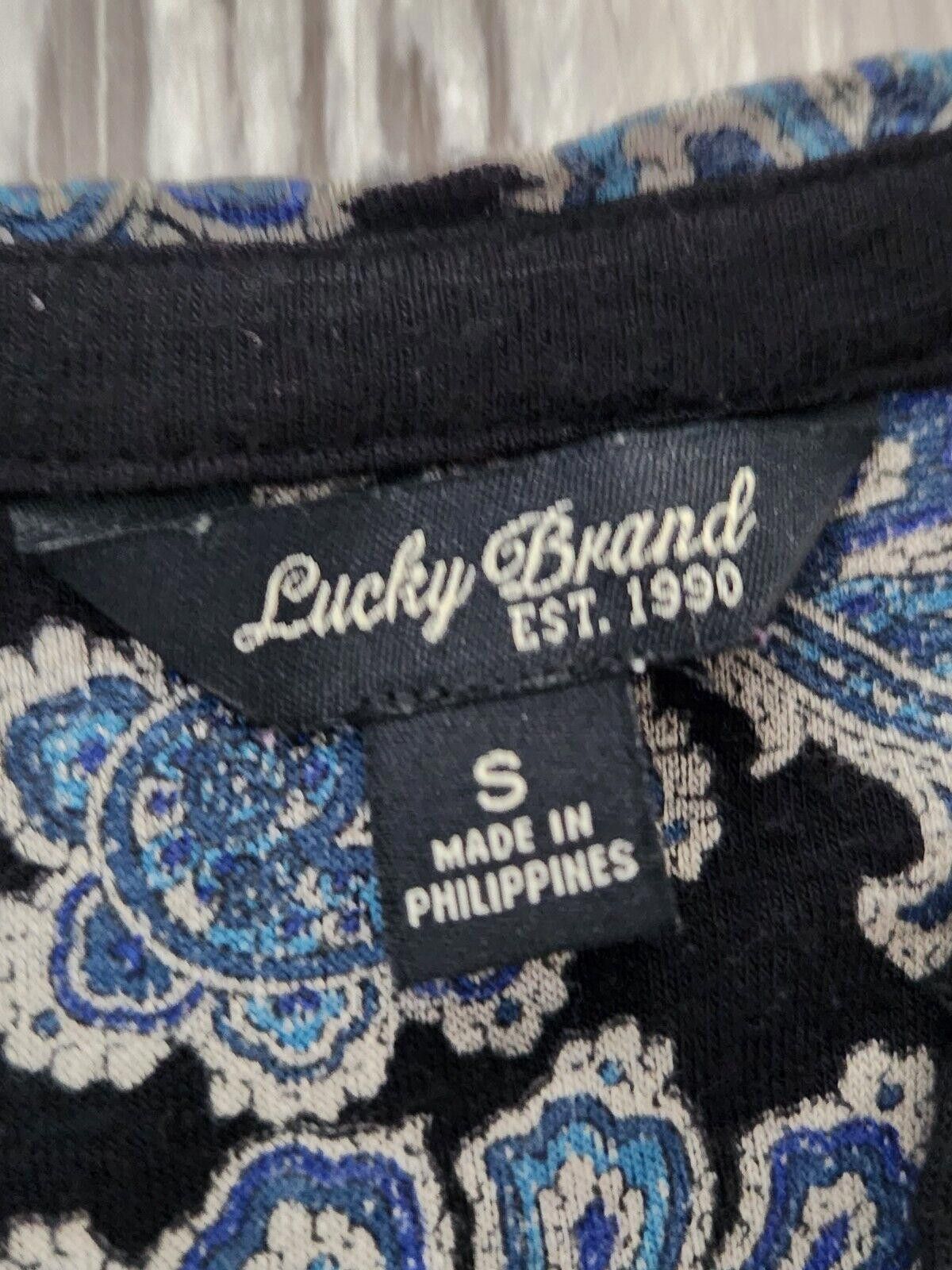 Lucky Brand Lucky Brand Top V Neck Small Blue Black Paisley V Neck Size S / US 4 / IT 40 - 3 Thumbnail