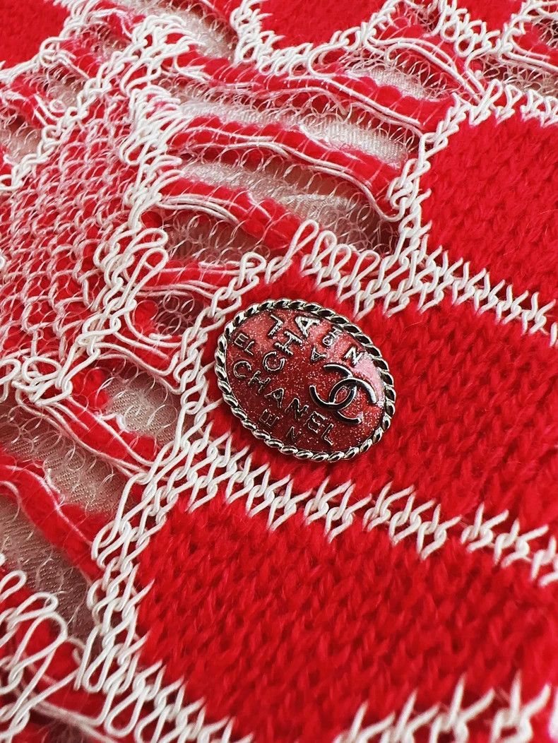 Chanel Chanel 20p red flower hollow knitted wide-leg trousers Size 26" / US 2 / IT 38 - 5 Thumbnail