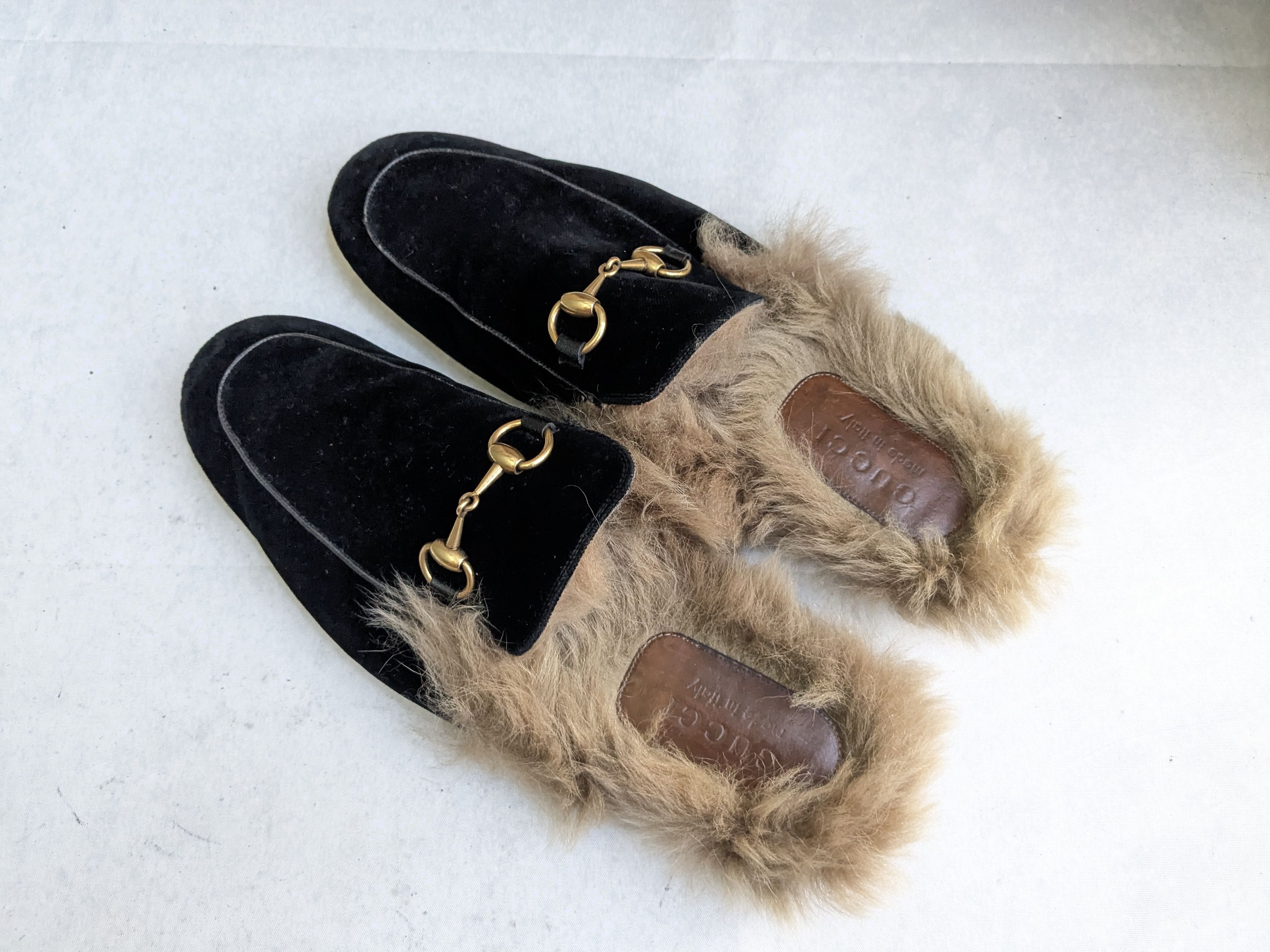 Gucci Gucci Princetown Horsebit Loafers 9.5 Black Velvet Mules Fur Size US 9.5 / EU 42-43 - 11 Thumbnail