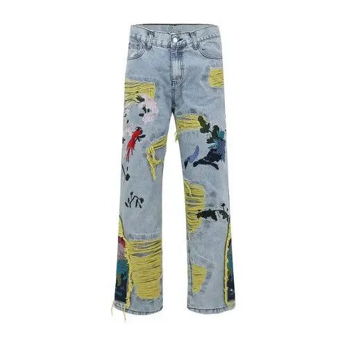 VIBE Embroidered Patch Denim Ripped Jeans Size US 30 / EU 46 - 7 Thumbnail