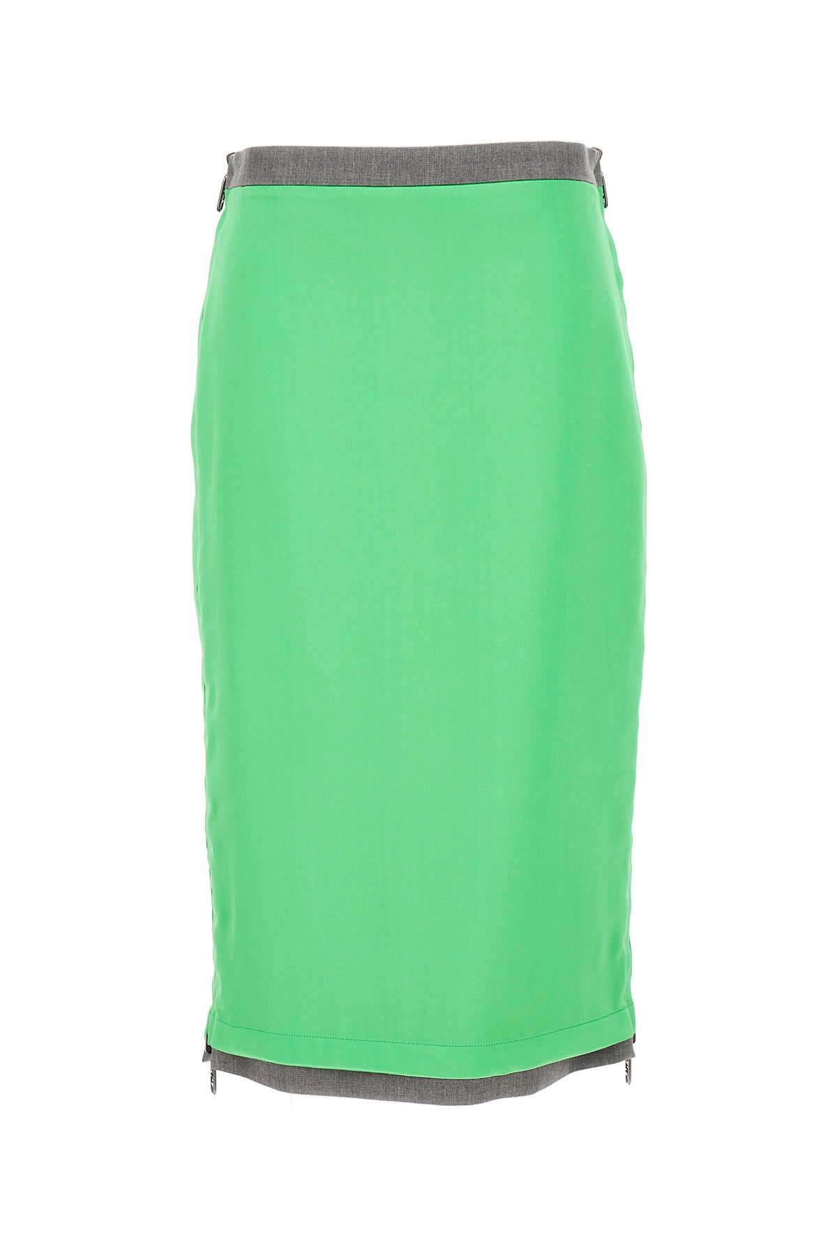 image of Fendi Satin And Gabardine Skirt in Green, Women's (Size 26)