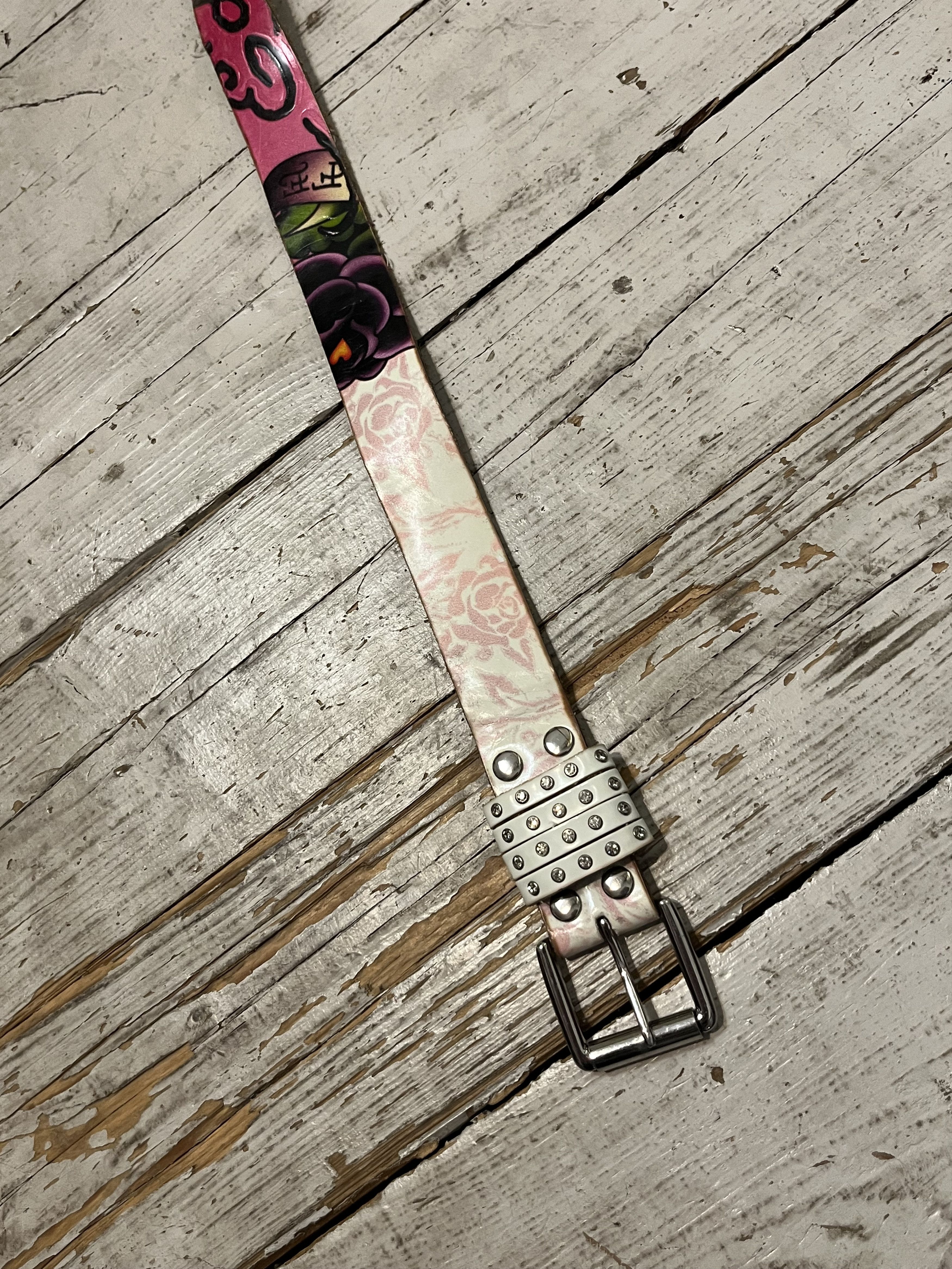 Christian Audigier × Ed Hardy Vintage Christian Audigier Ed Hardy Leather AOP Belt y2k Size ONE SIZE - 3 Thumbnail