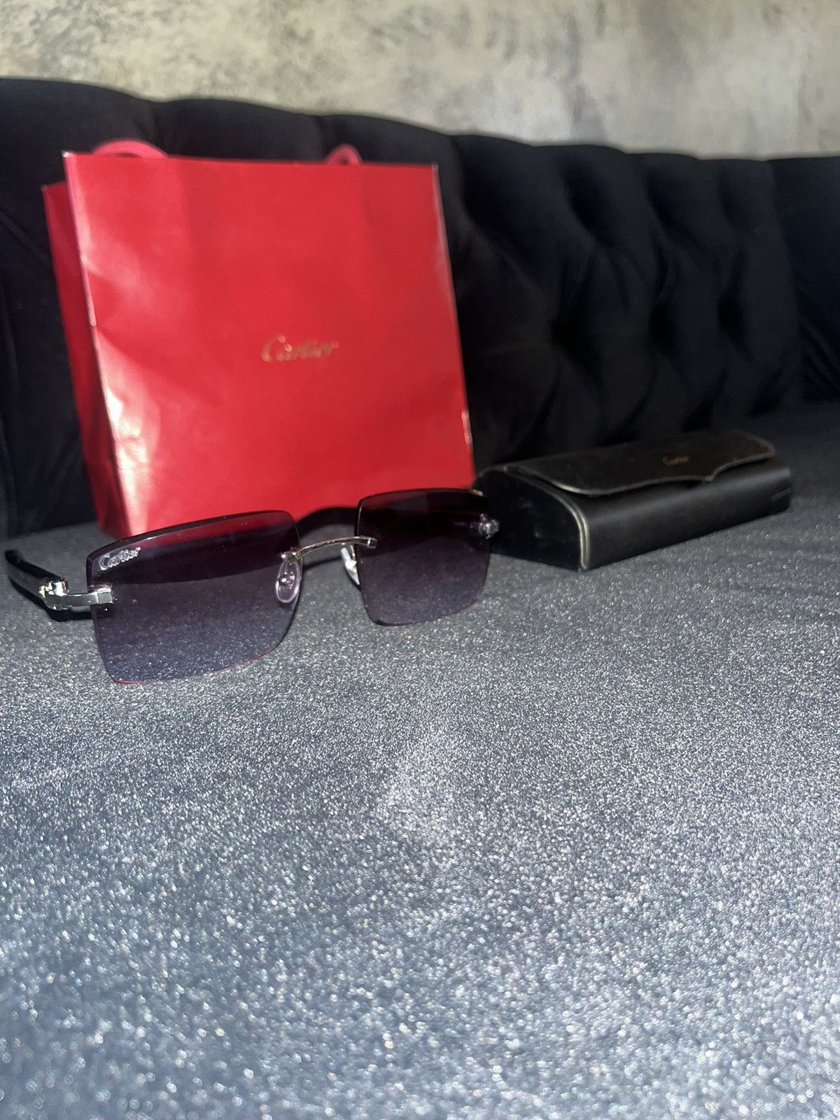 Cartier Purple Tint Cartier Glasses With Black Bullhorn Trim Grailed