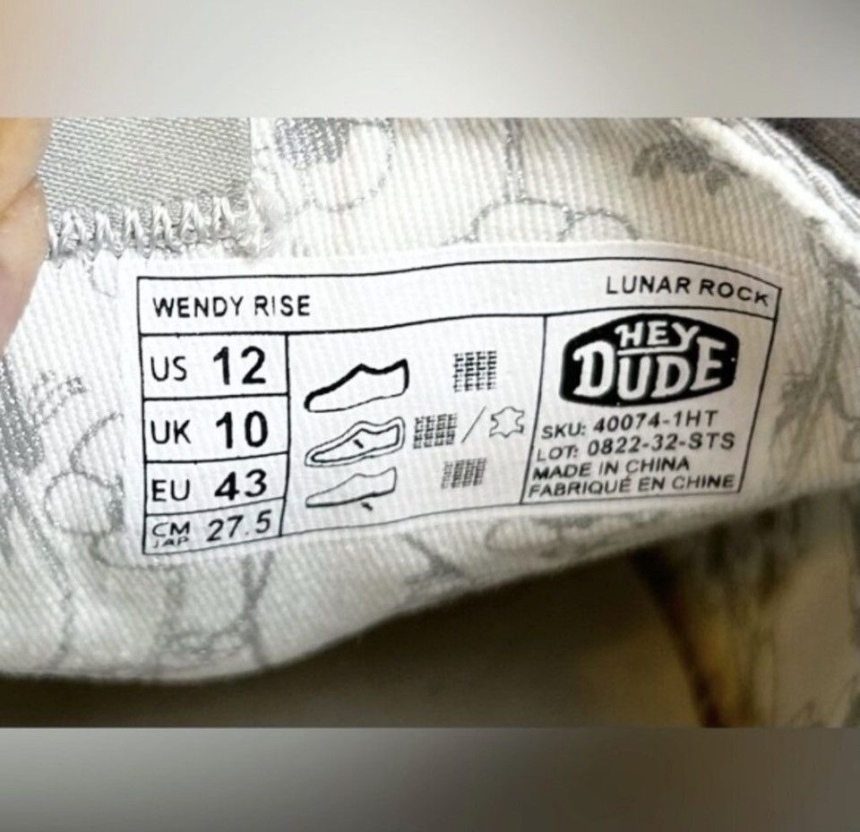 Other Hey Dude Womens Wendy Rise Lunar Rock Grey Canvas Loafers Size US 12 / IT 42 - 7 Thumbnail