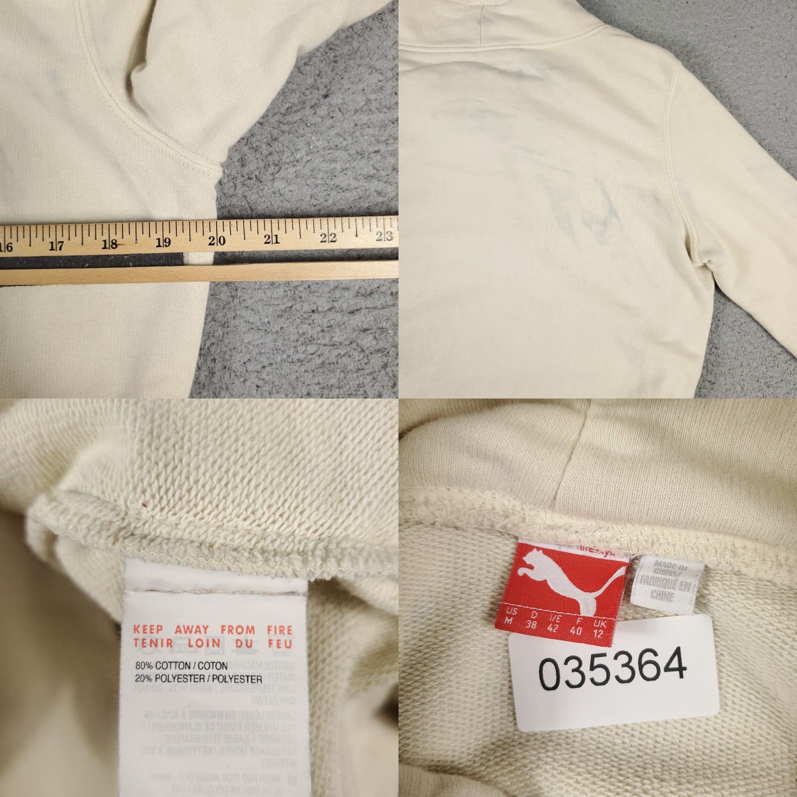 Puma PUMA Sweatshirt Women M Beige Cowl Neck Pullover Knit Logo Regular Womens Size M / US 6-8 / IT 42-44 - 8 Thumbnail