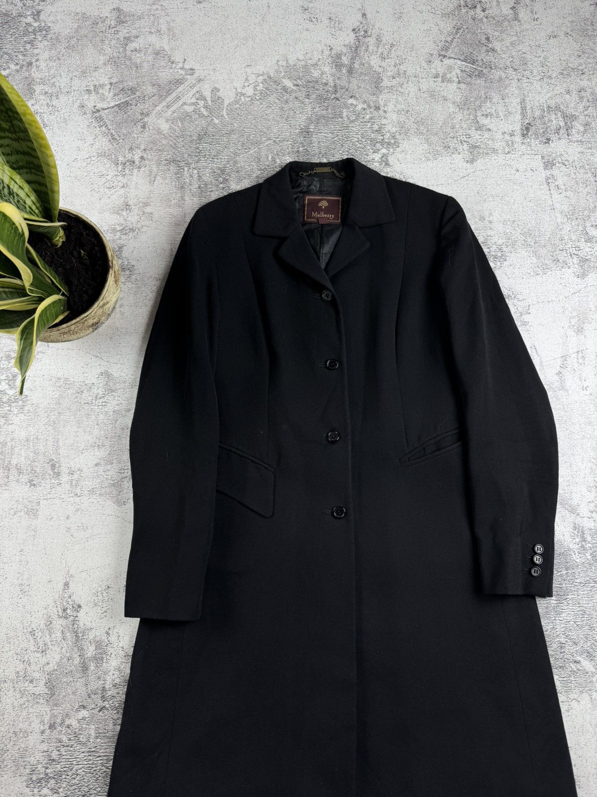 Mulberry MULBERRY 90s Vintage Black Wool Viscose 10 Size Trench Black Coat Jacket Blazer Size M / US 6-8 / IT 42-44 - 4 Thumbnail