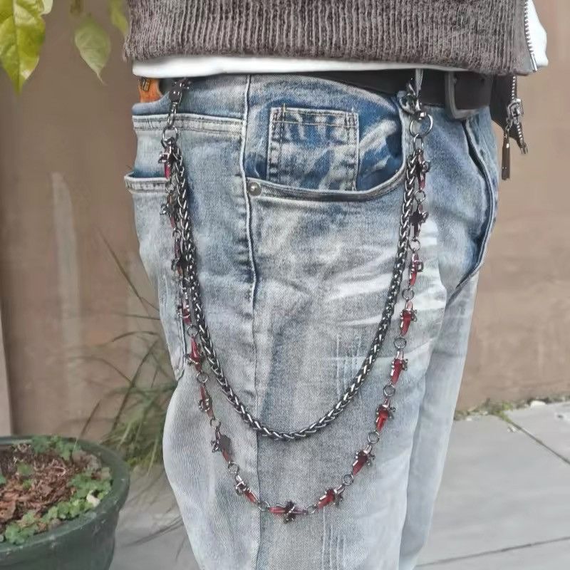 Designer Pigeon Bloodstone Four Pointed Star Layer Pant Chain Size ONE SIZE - 1 Thumbnail