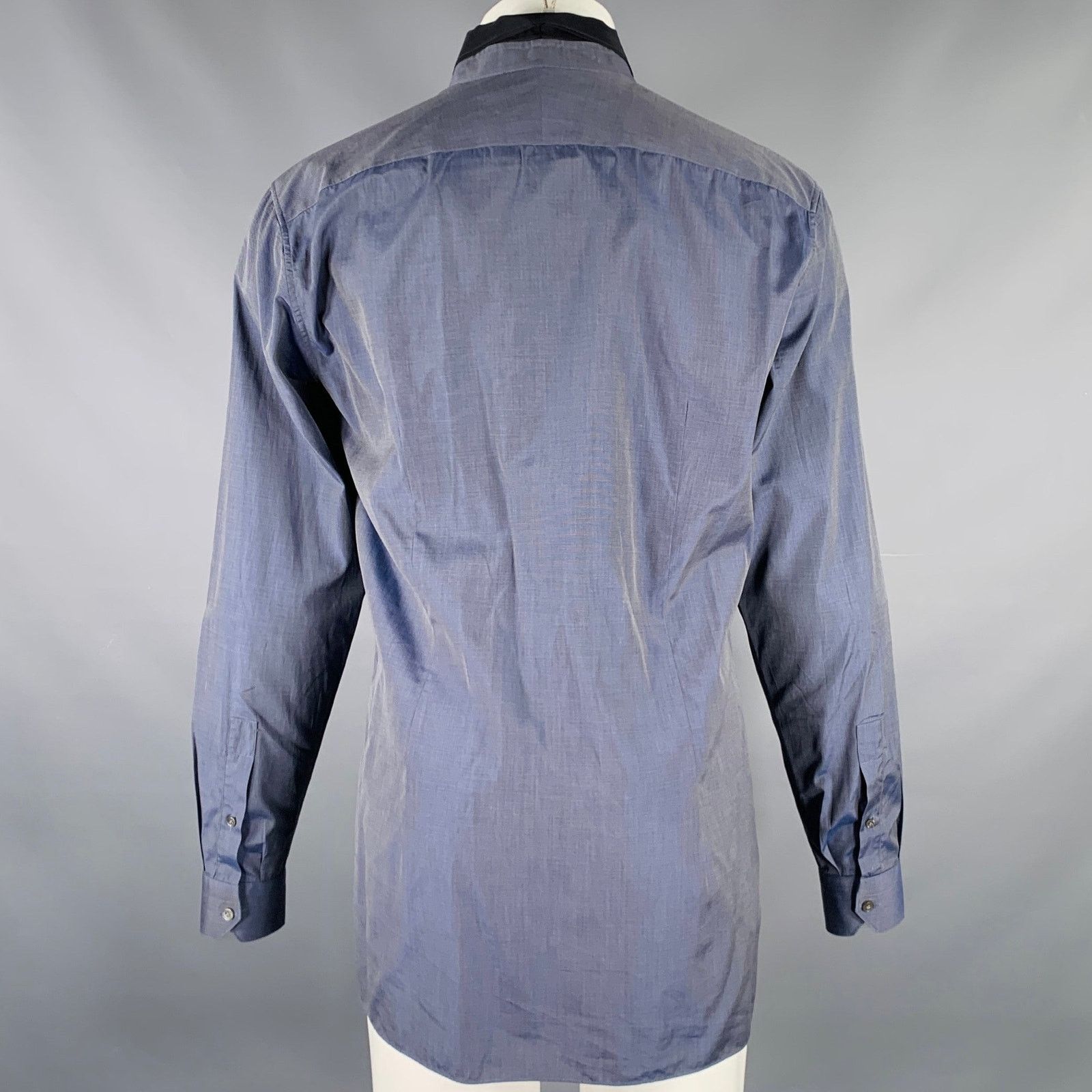 Lanvin Size M Navy Black Grid Cotton Button Up Long Sleeve Shirt Size US M / EU 48-50 / 2 - 4 Thumbnail