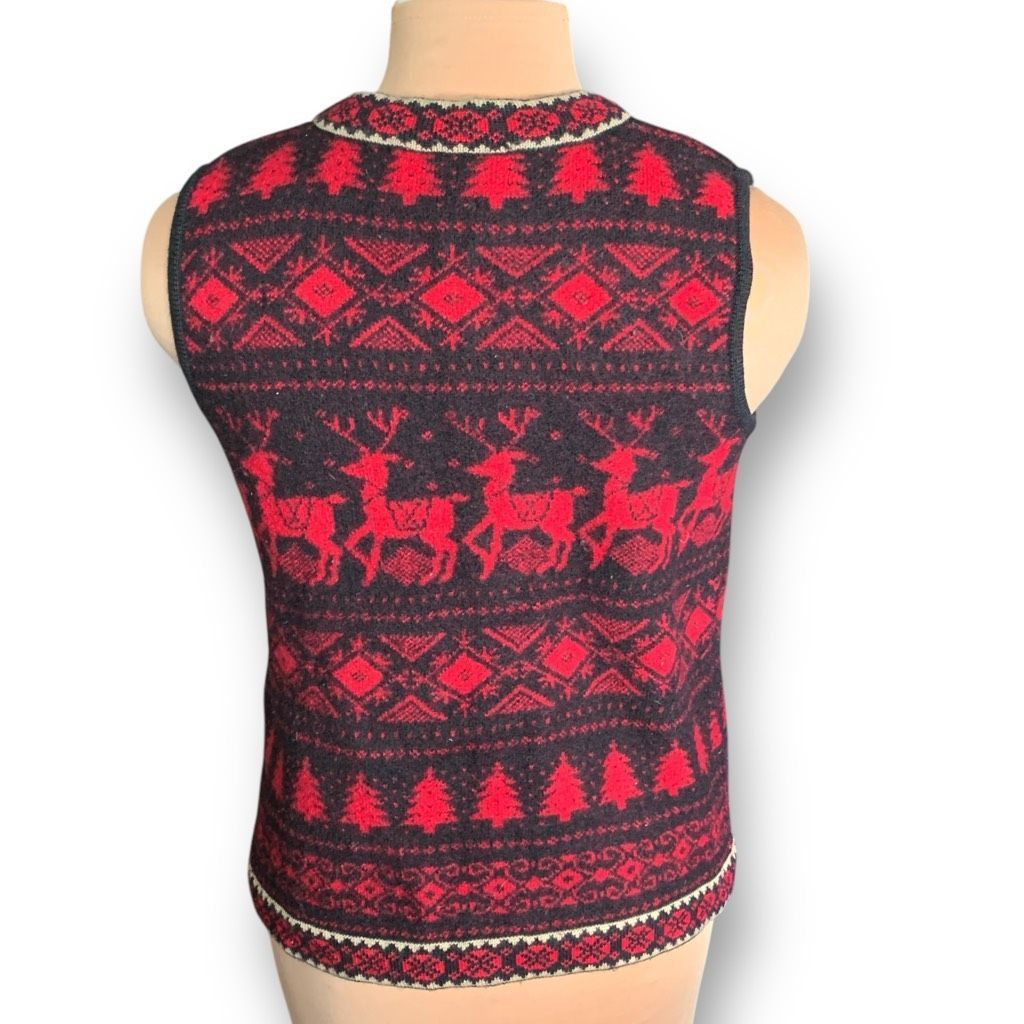 Telluride Vintage Telluride Maroon Red Black Nordic Reindeer Wool Vest Size L / US 10 / IT 46 - 3 Thumbnail