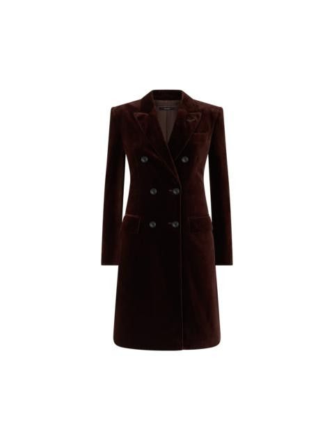 Tom Ford o1w1db10525 CP1599 Double-breasted Velvet Coat in Dark Brown Size XS / US 0-2 / IT 36-38 - 1 Preview