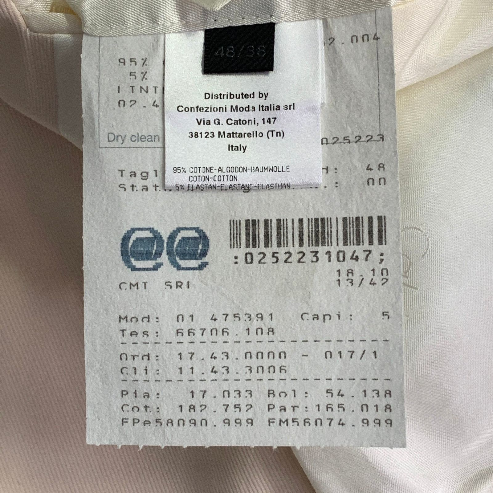 Calvin Klein Size 38 Cream Cotton Blend Notch Lapel Sport Coat Size 38R - 6 Thumbnail