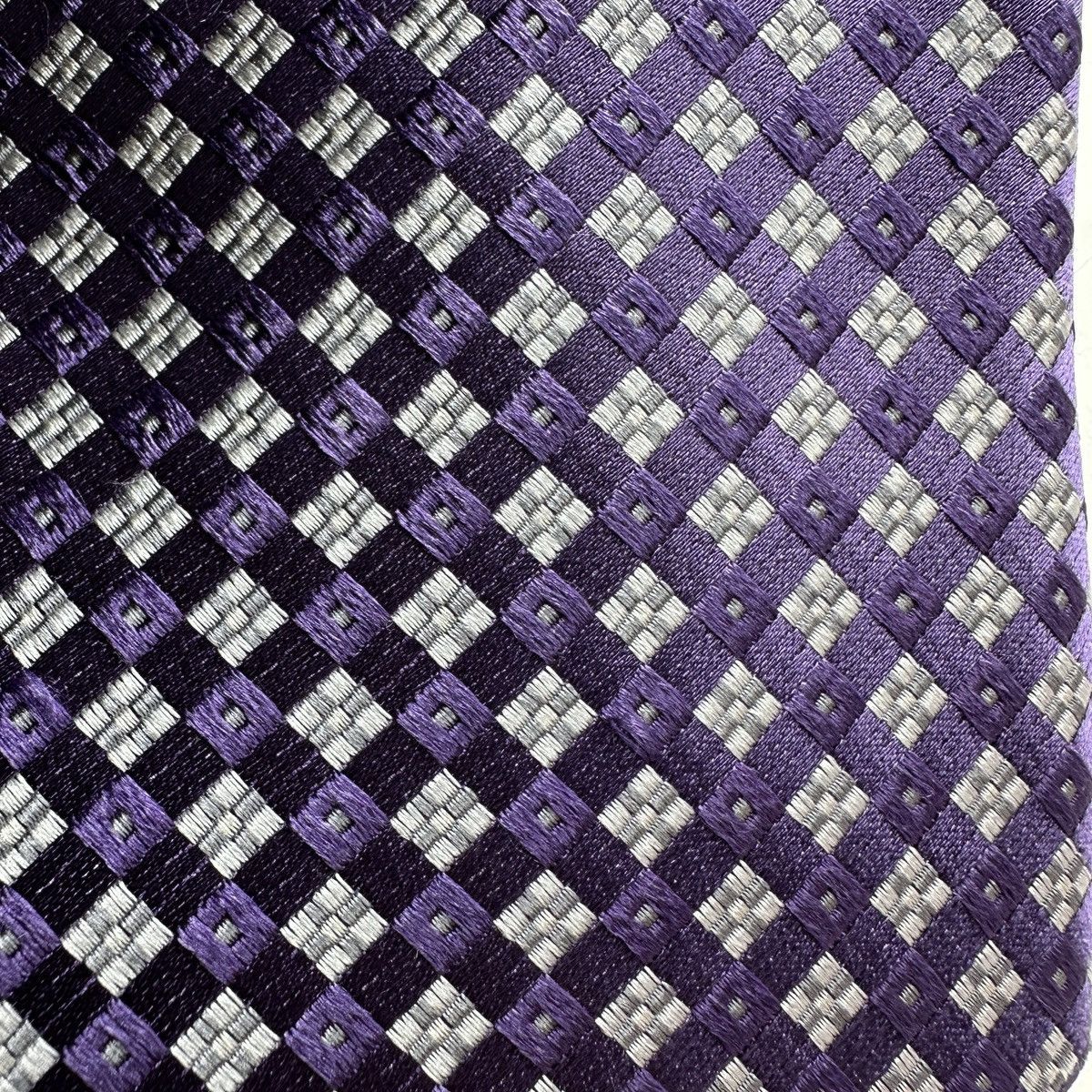 Michael Kors Michael Kors Geometric Purple and Silver Silk Tie Size ONE SIZE - 6 Thumbnail