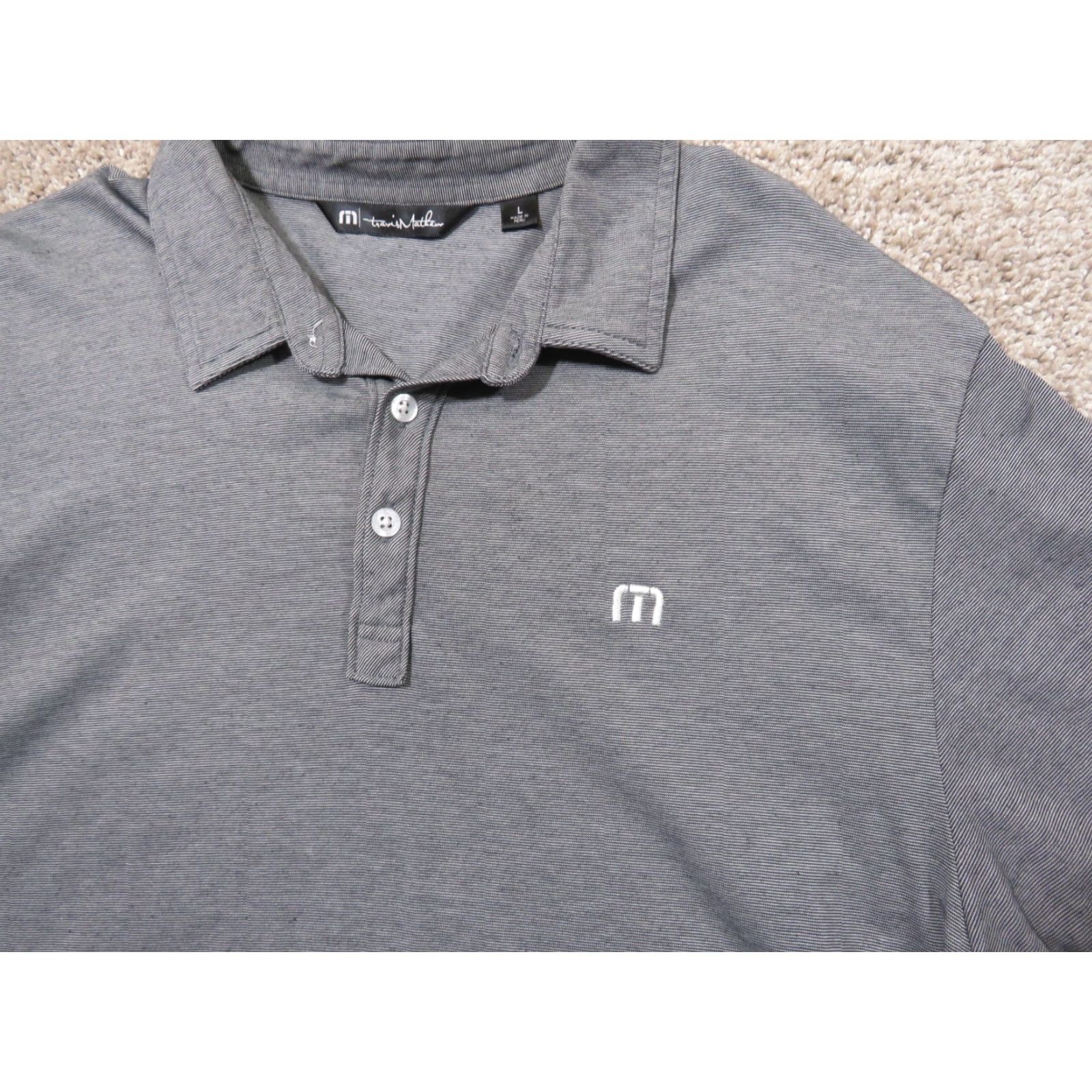 TravisMathew Travis Mathew Polo Shirt Men L Gray White Logo Golf Casual Size US L / EU 52-54 / 3 - 4 Thumbnail