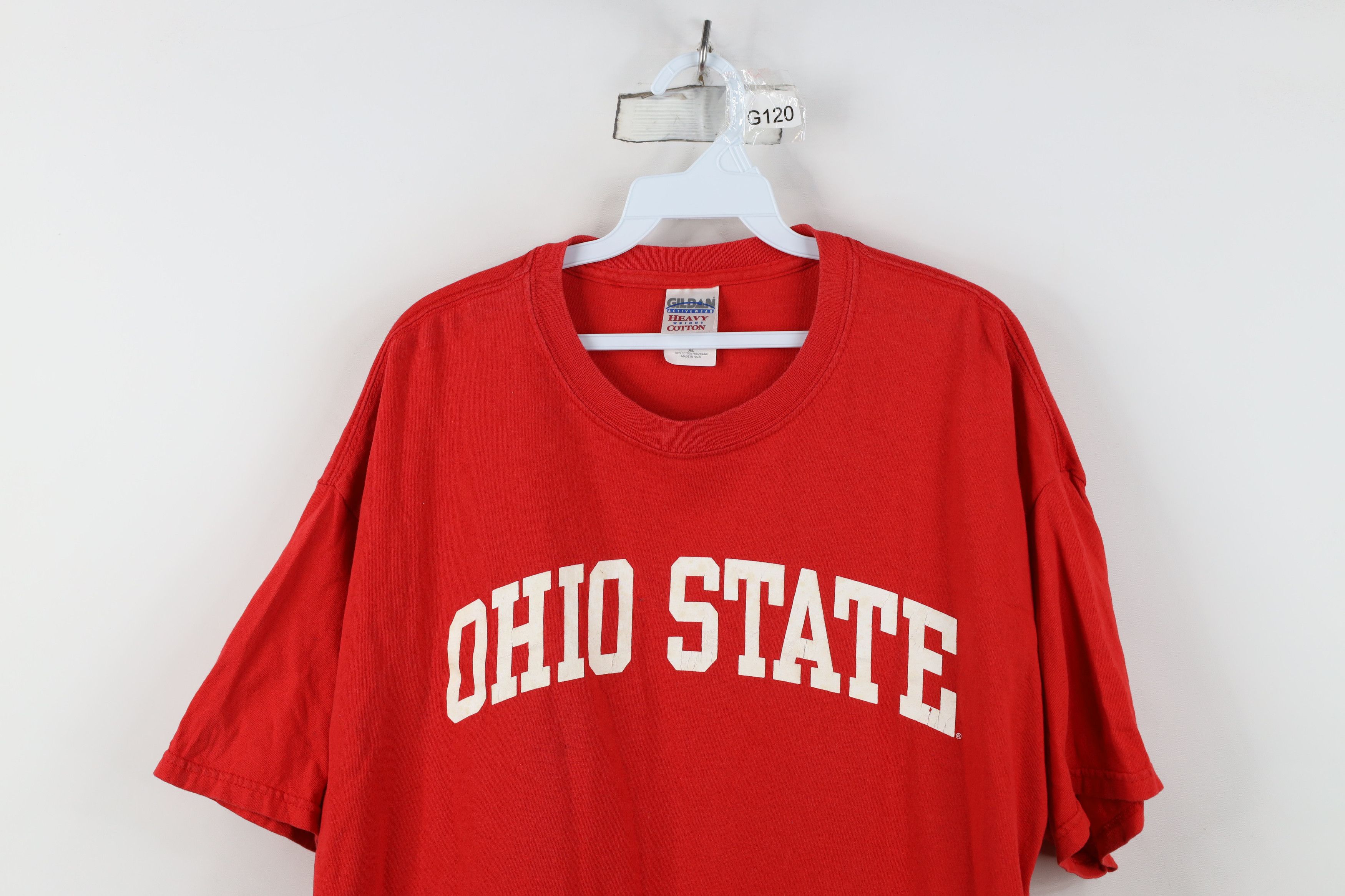 Vintage Vintage Spell Out Ohio State University T-Shirt Red Cotton Size US XL / EU 56 / 4 - 2 Thumbnail