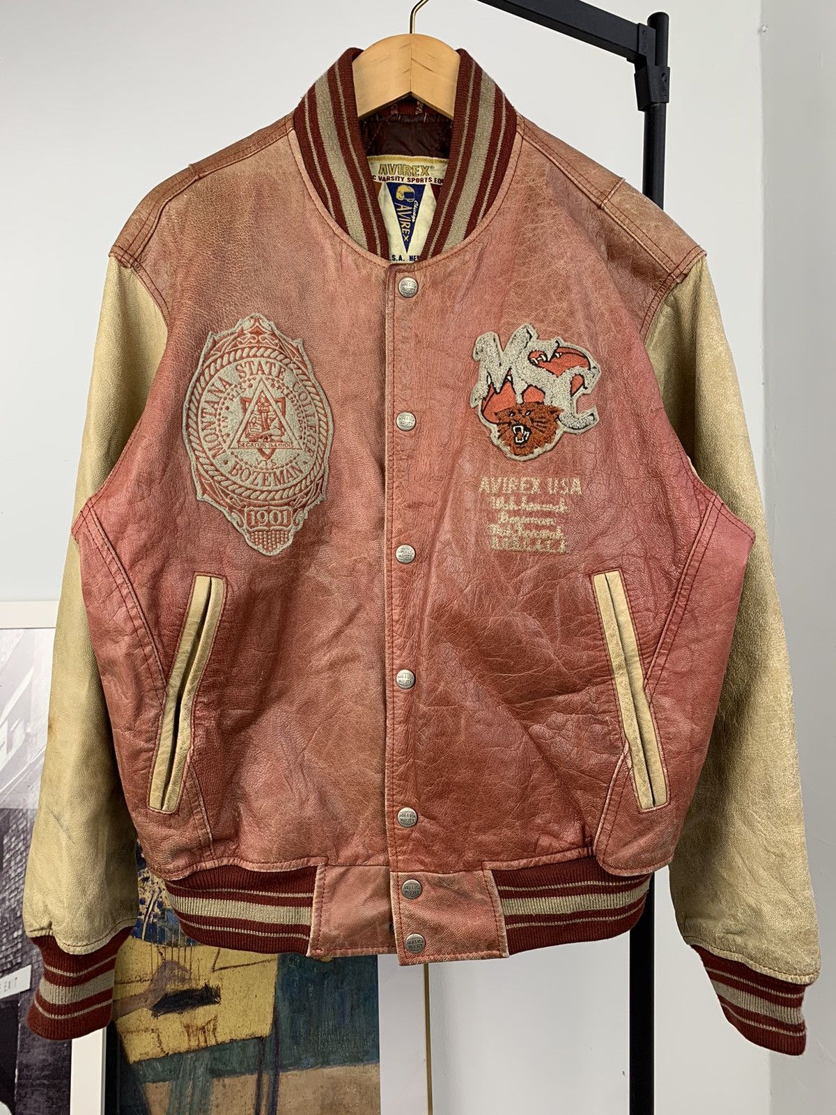 Avirex Avirex Bobcat Bozeman Patina Varsity Leather Jacket Size US M / EU 48-50 / 2 - 2 Thumbnail