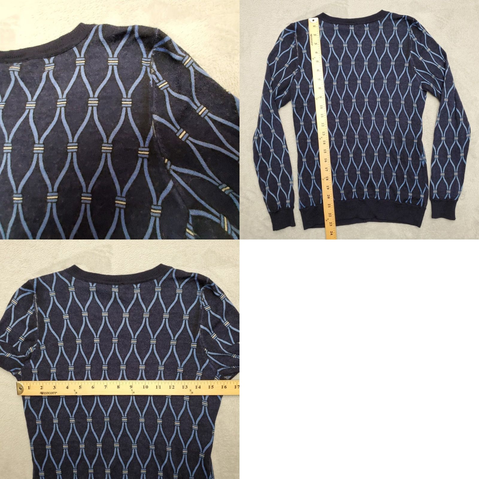 Talbots VINTAGE Talbots Sweater Cardigan Womens Small Blue 100% Merino Wool Button Geometric Knit Casual Womens Size S / US 4 / IT 40 - 9 Thumbnail