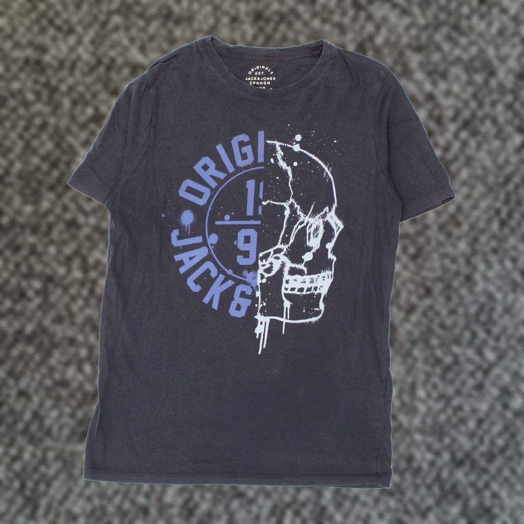 Jack & Jones T-Shirt Mens Medium Blue Cotton Graphic Top Hp18, Men's