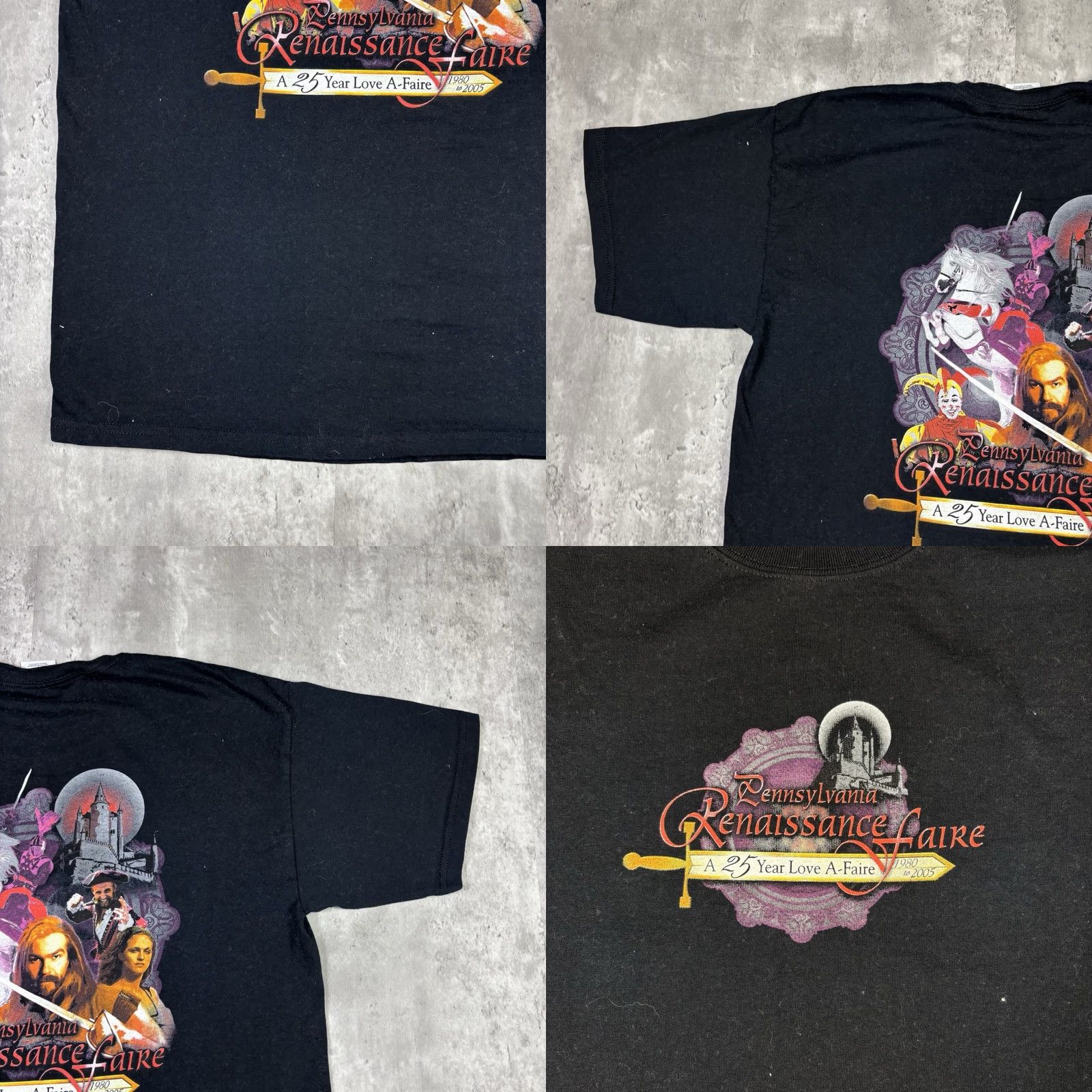 Doublet VINTAGE Renaissance Faire Promo T Shirt Double Sided Adult Large 2000s Black Cotton Crew Neck Short Sleeve Stitch 90s Mens Size US L / EU 52-54 / 3 - 8 Thumbnail