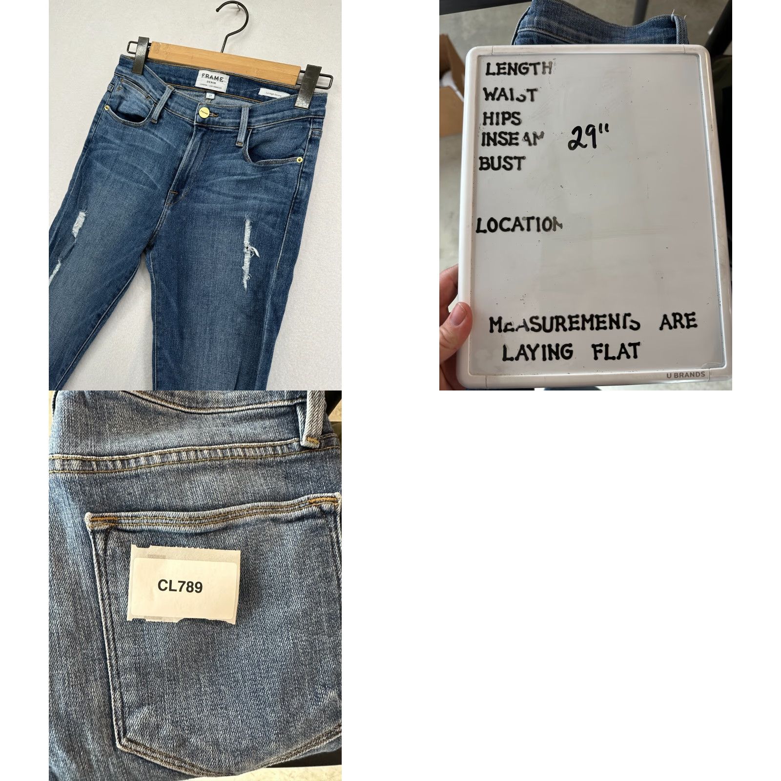 Frame FRAME Le Skinny De Jeanne Jeans Women's 27 Le High Rise Skinny Blue Denim Cotton Stretch Medium Inseam 29 Size 27" / US 4 / IT 40 - 8 Thumbnail
