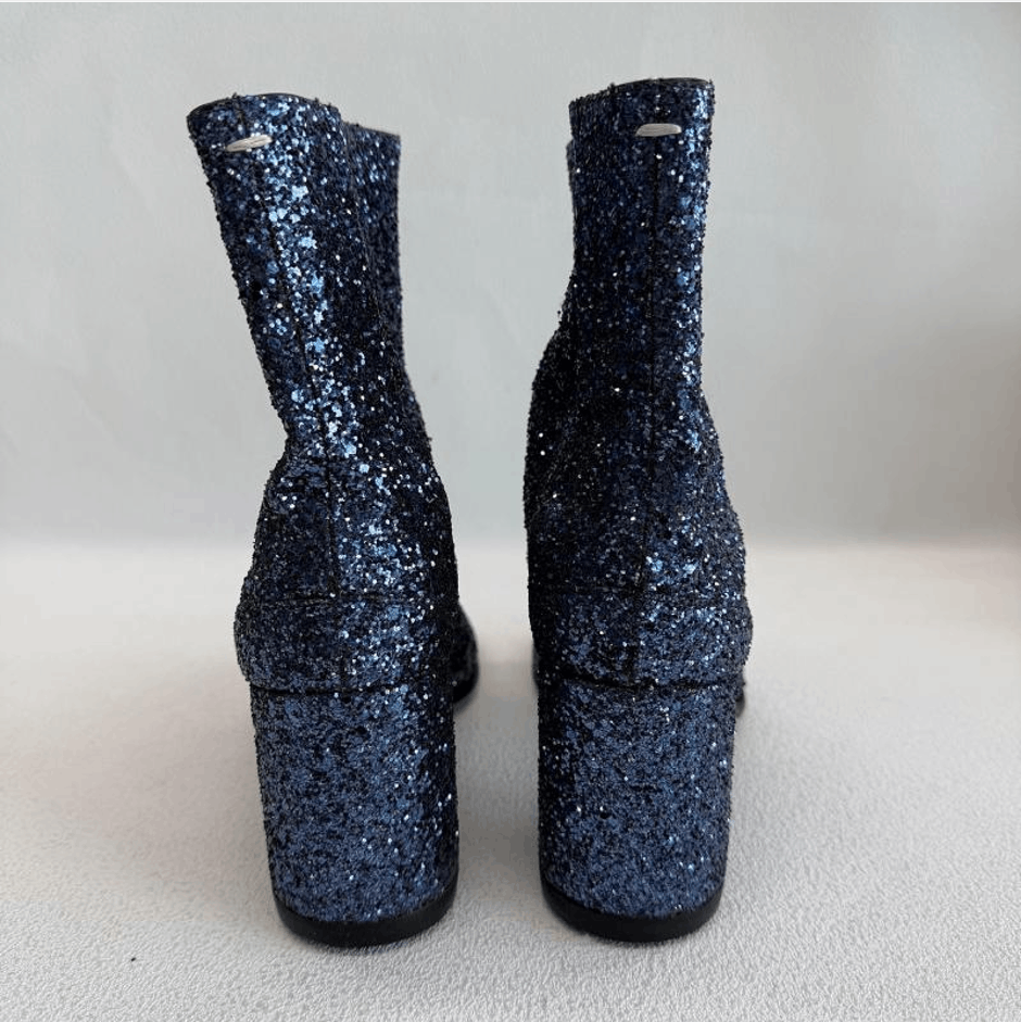 Maison Margiela Women Maison Margiela Blue Sequin Tabi Ankle Boots Heels Size US 6 / IT 36 - 3 Thumbnail