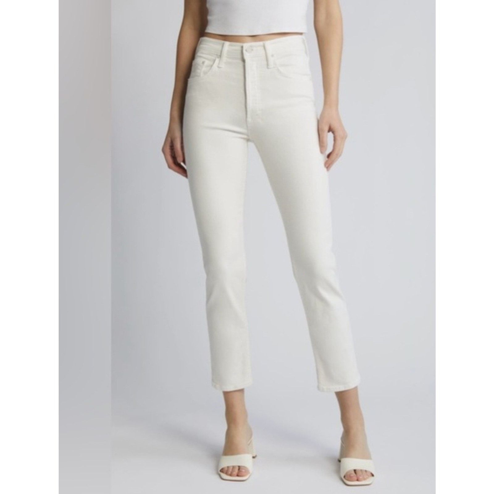 MOTHER Mother The Tomcat Ankle Jeans In Cream Puffs 25 Size 23" - 4 Thumbnail