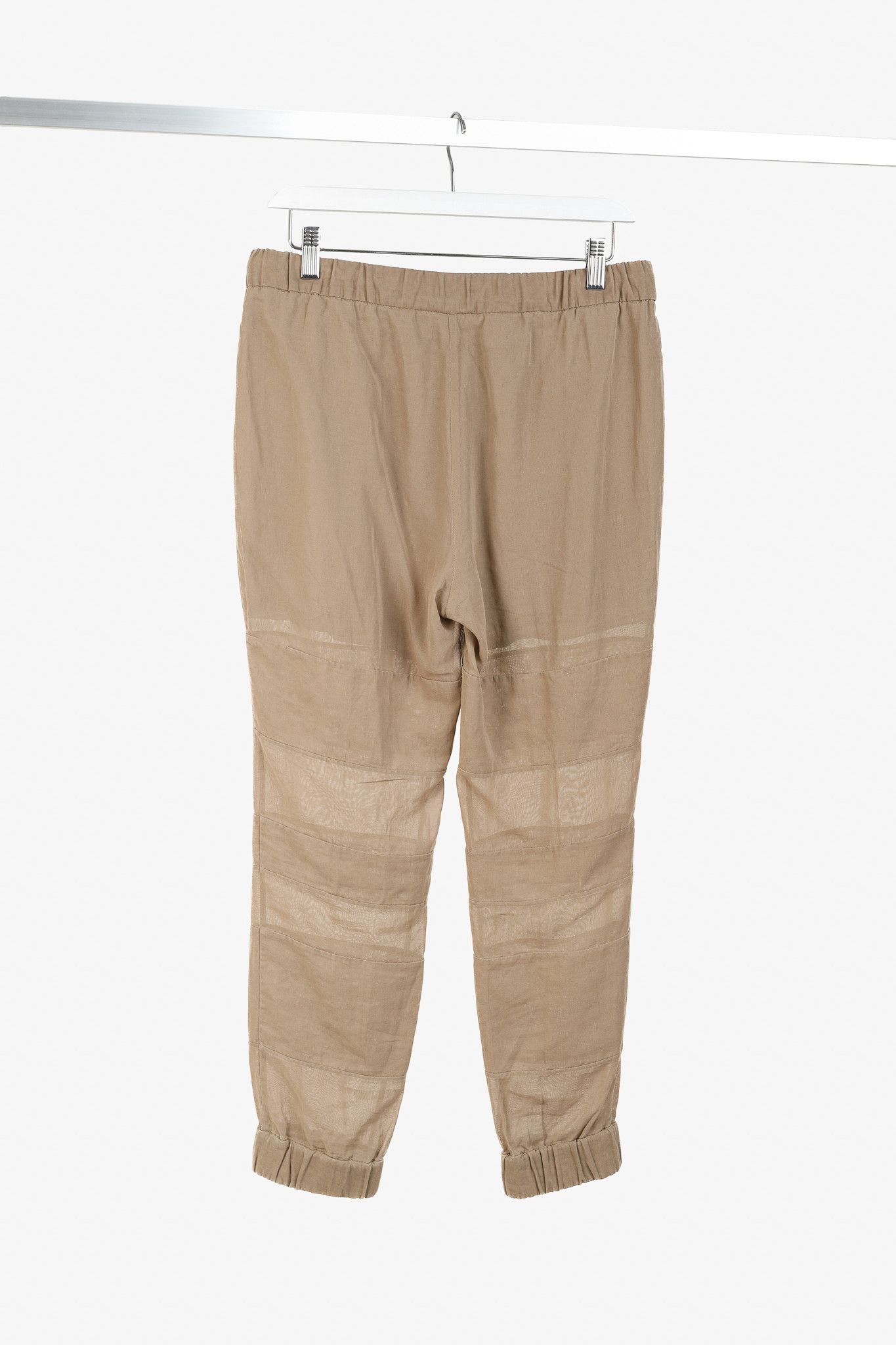 Brunello Cucinelli Brunello Cucinelli SS/15 Taupe Cotton Sheer-Stripe Joggers Size 28" / US 6 / IT 42 - 2 Thumbnail