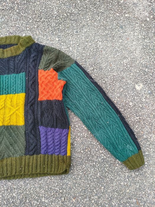 Handmade DL Japan Art Patchwork handmade cable knitwear #S2803T Size US M / EU 48-50 / 2 - 9 Thumbnail