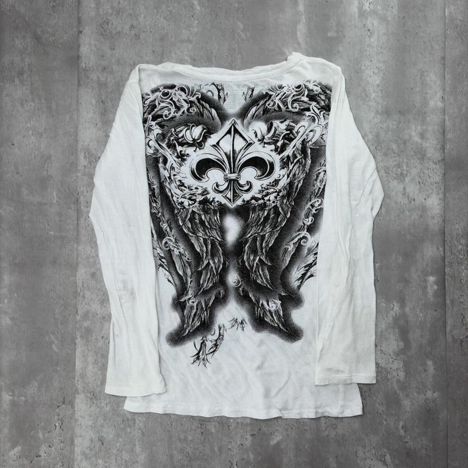 Other Y2K L.O.L. Vintage Gothic Angel Wings Long Sleeve Shirt Size L / US 10 / IT 46 - 2 Thumbnail