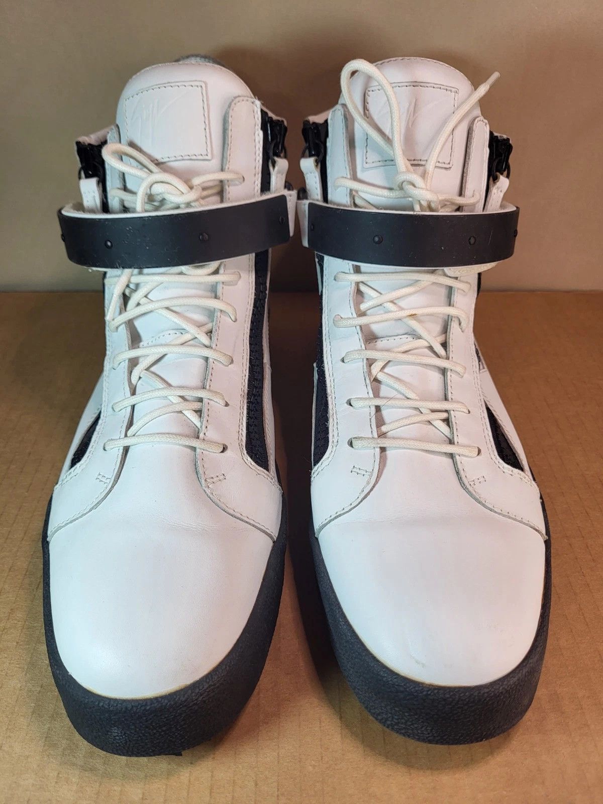 Giuseppe Zanotti Giuseppe Zanotti White Leather High Top Sneakers Dbl Zippers Size US 15 / EU 48 - 3 Thumbnail