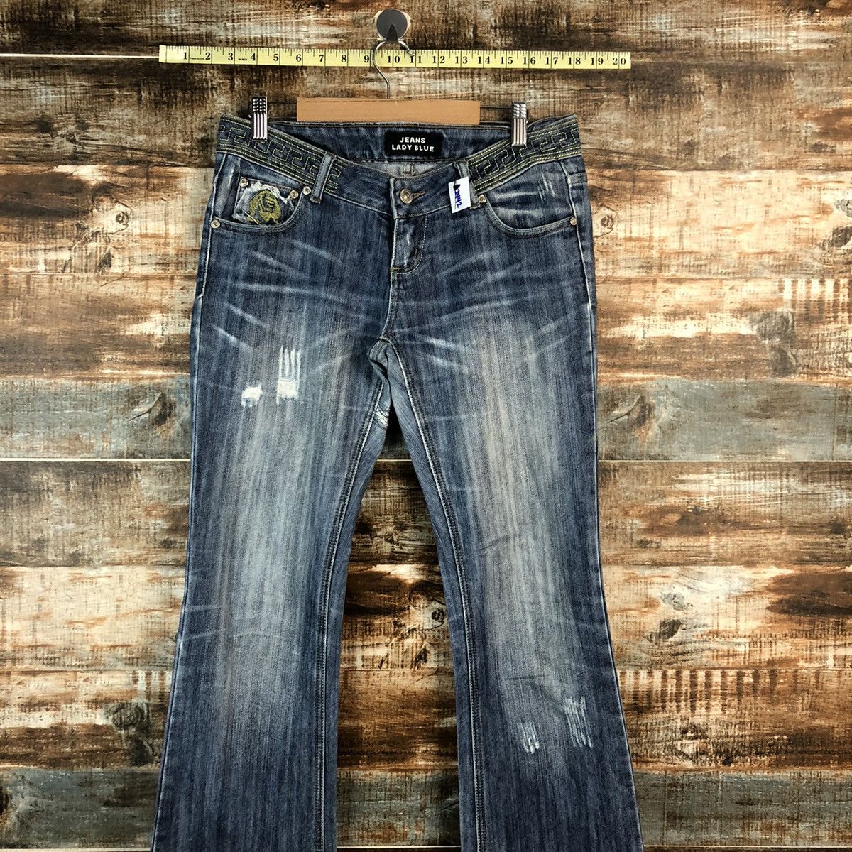 Japanese Brand Lady Blue Jeans blue Distressed Denim Pants #A2442 Size 29" - 2 Thumbnail