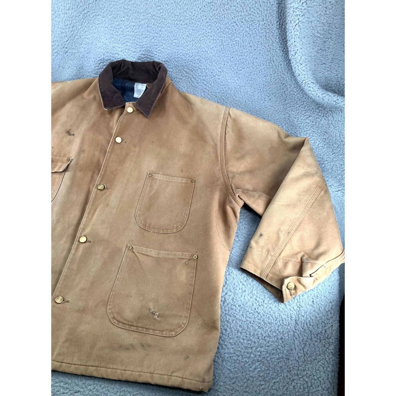 Carhartt VINTAGE Carhartt Jacket Mens 52 Brown Canvas Chore Blanket Lined Deadstock 6BLC Size US L / EU 52-54 / 3 - 3 Thumbnail