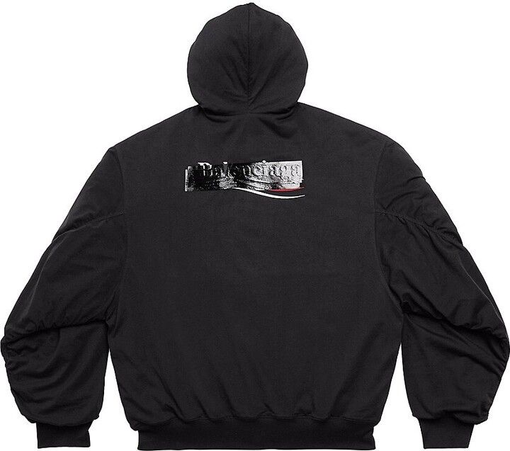 Balenciaga o1w1db10425 Gaffer Padded Bomber Hoodie in Black Size US XS / EU 42 / 0 - 2 Thumbnail