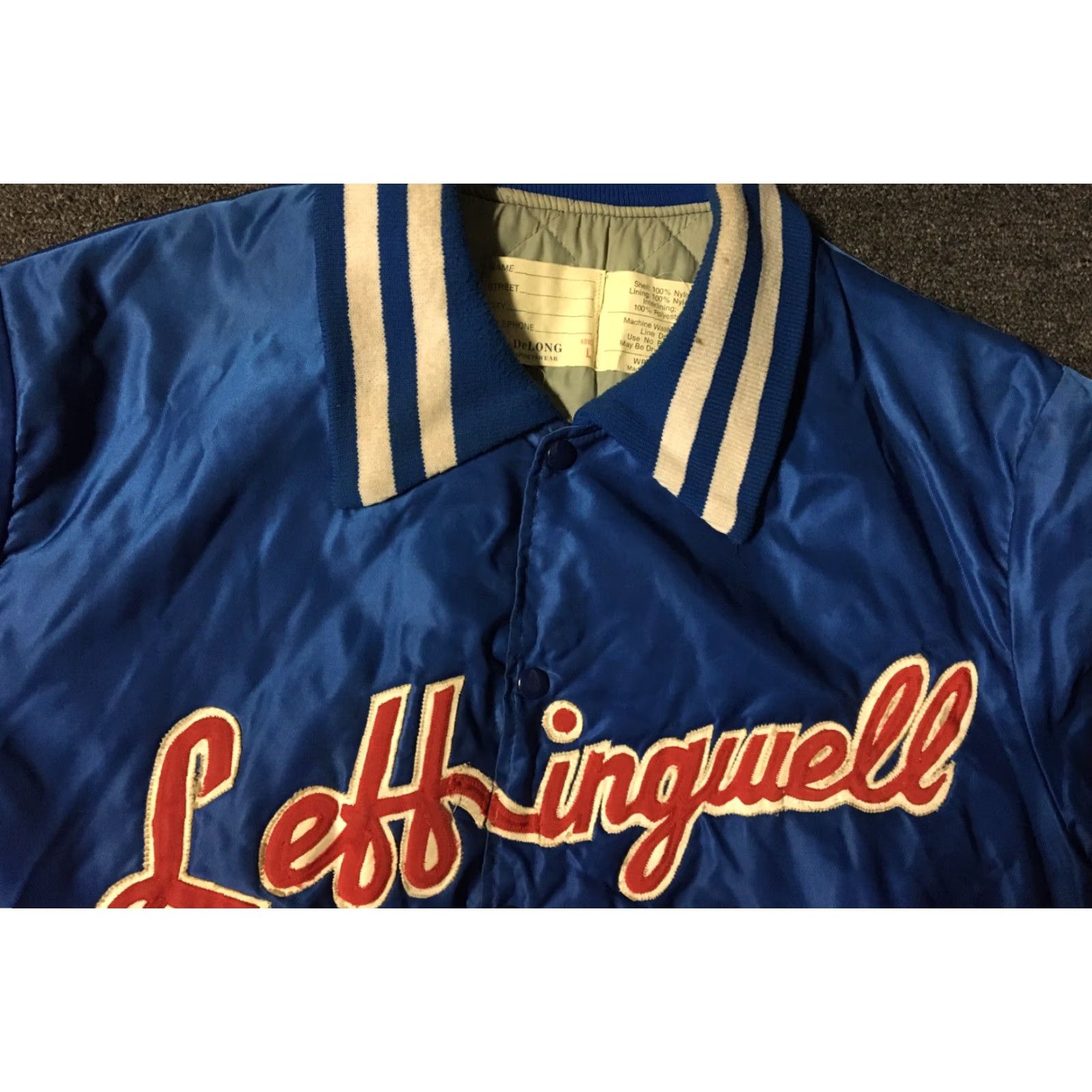Vintage Vtg 80s Leffingwell School Satin Varsity Jacket L USA Track Football Grunge 70s Size US L / EU 52-54 / 3 - 4 Thumbnail
